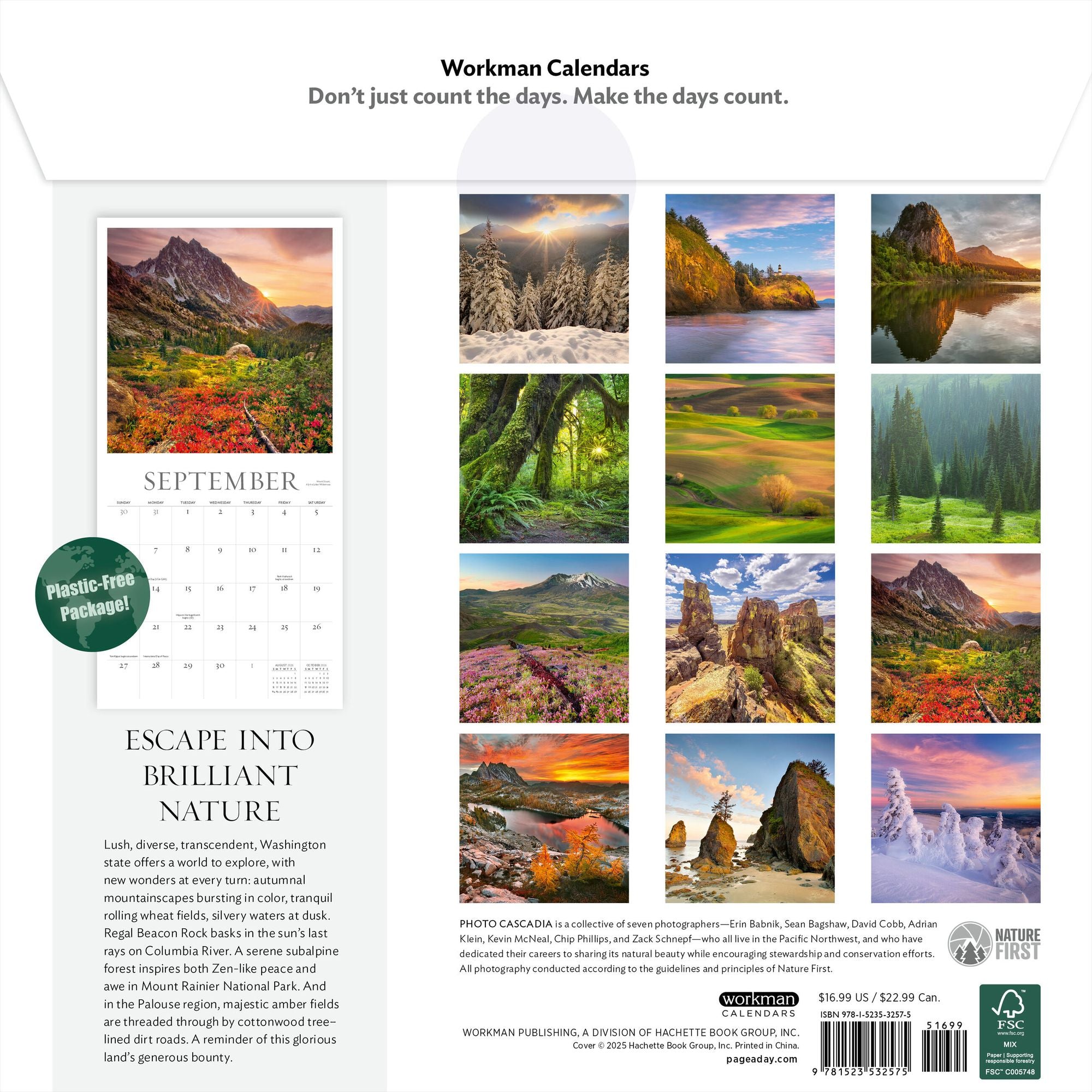 Washington Evergreen Wall Calendar 2026