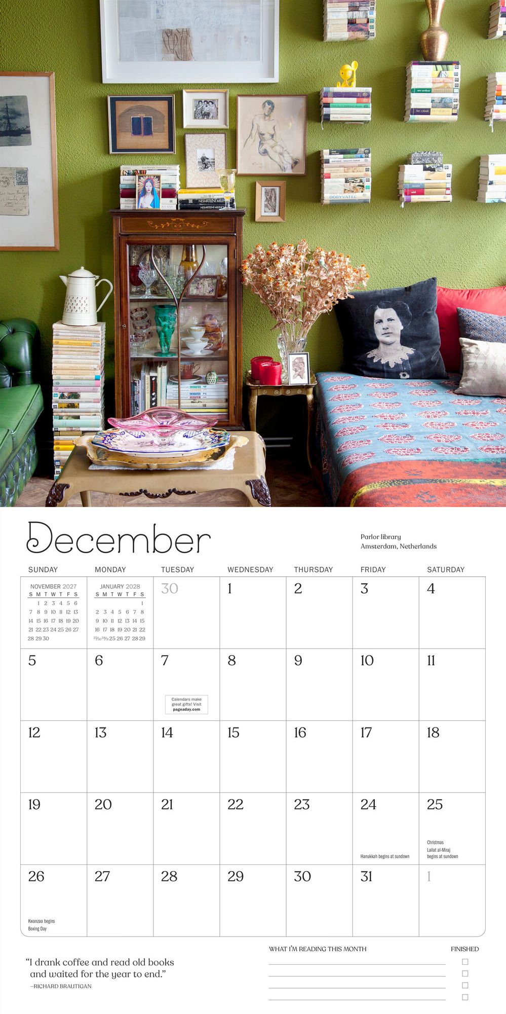 2027 A Calendar for Book Lovers Wall Calendar