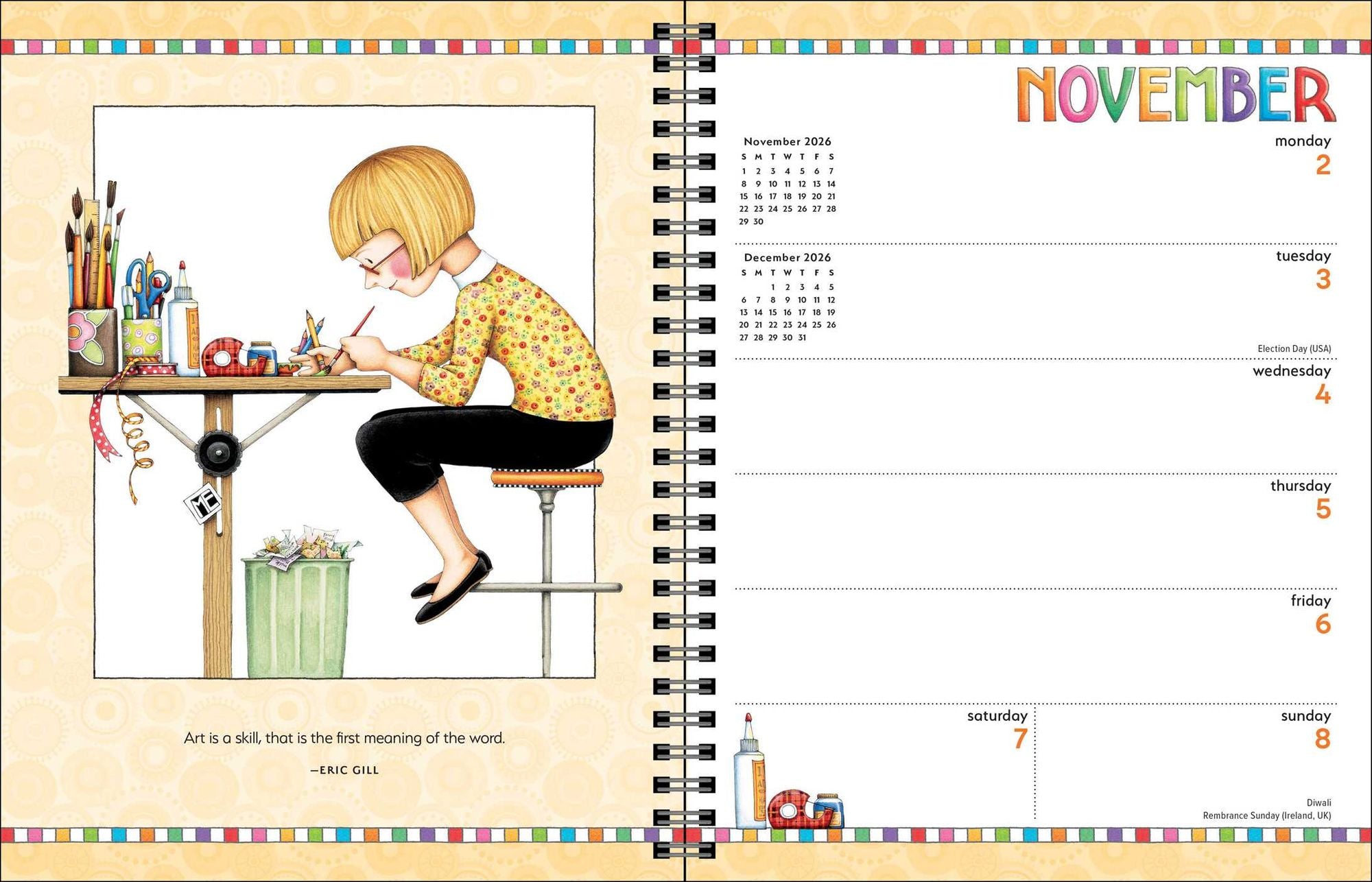 Mary Engelbreit's You Are a Work of Art 2026 Monthly/Weekly Planner Calendar