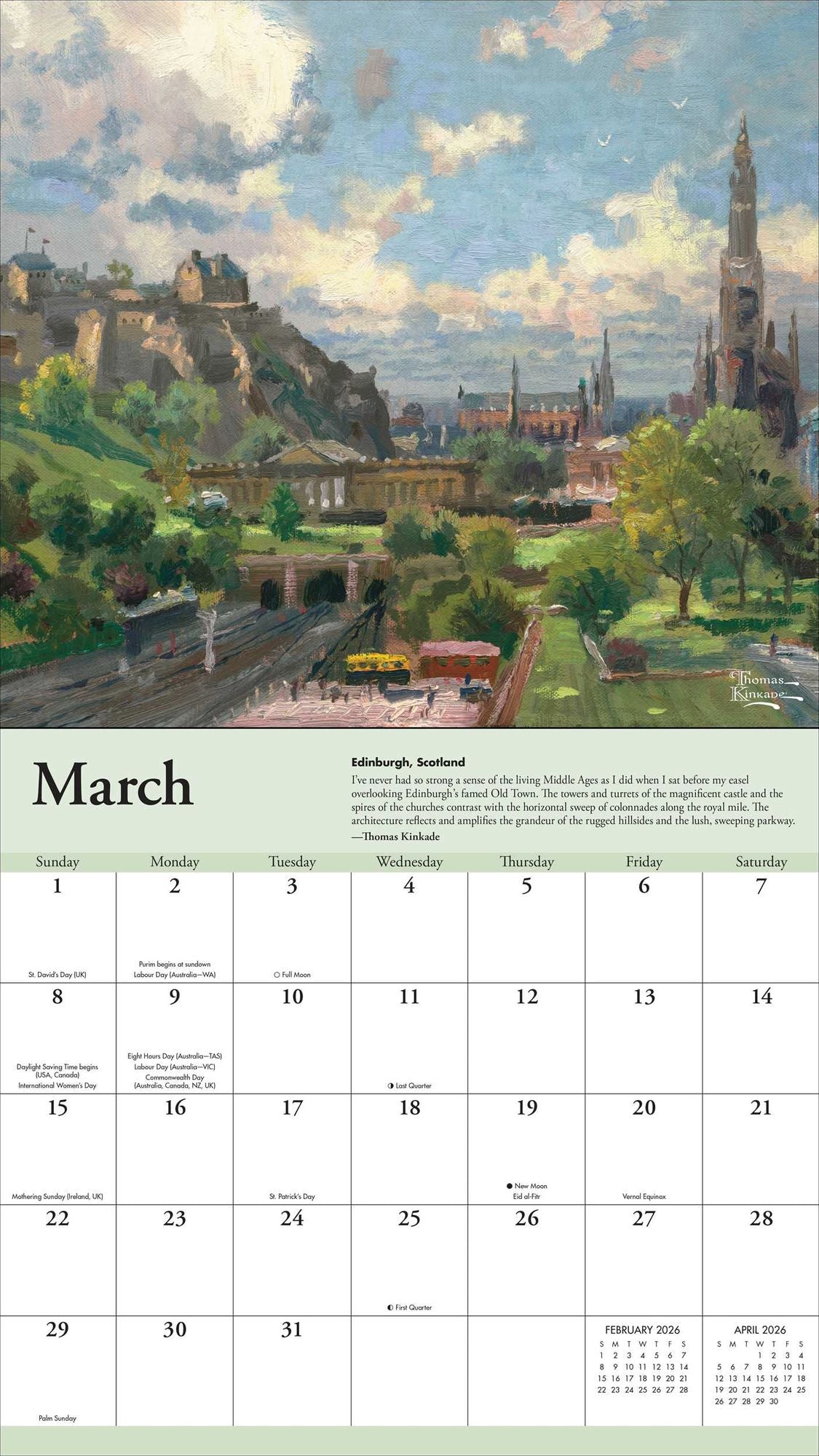 2026 Thomas Kinkade Travels Deluxe Wall Calendar
