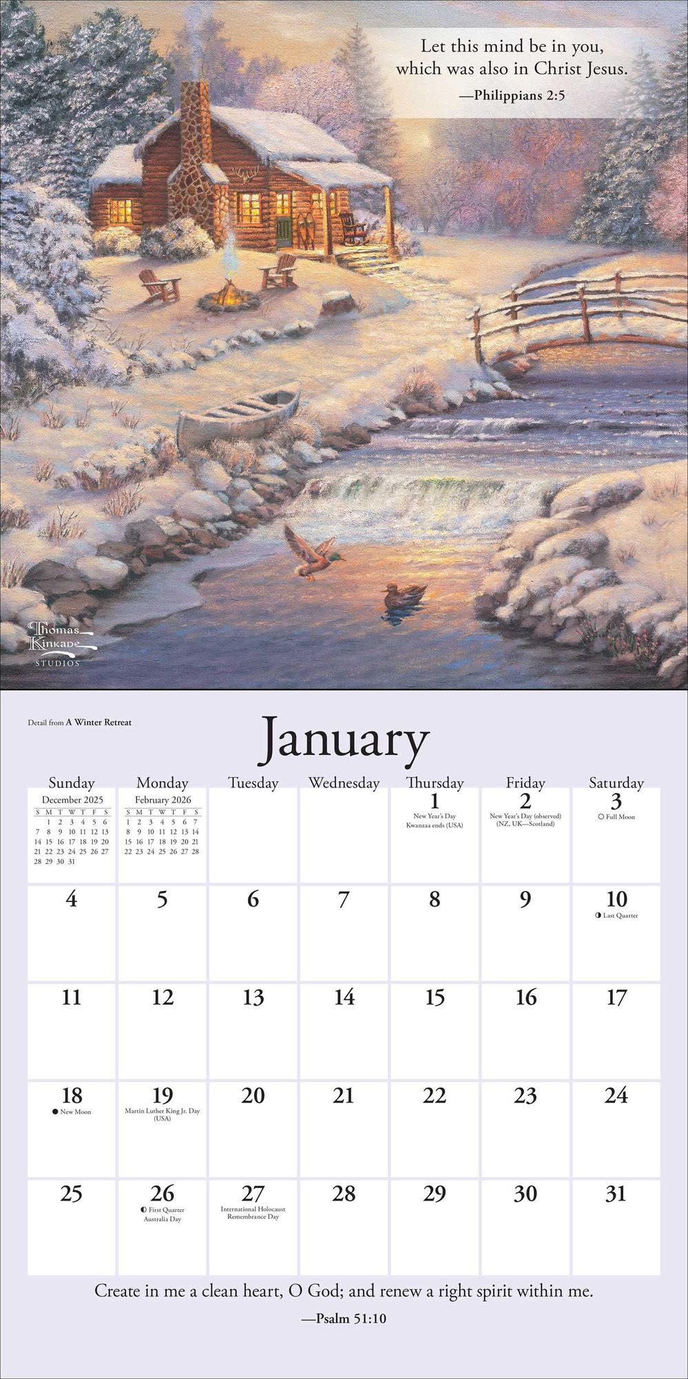 Thomas Kinkade Gardens of Grace 2026 Wall Calendar with Scripture