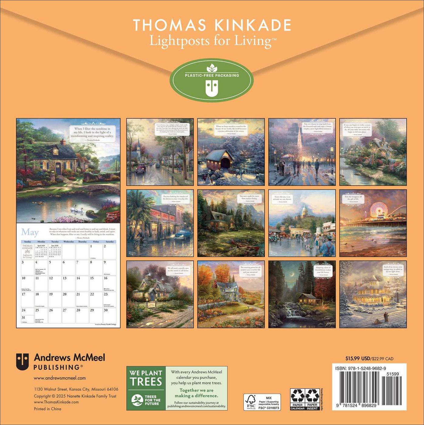 Thomas Kinkade Lightposts for Living 2026 Wall Calendar