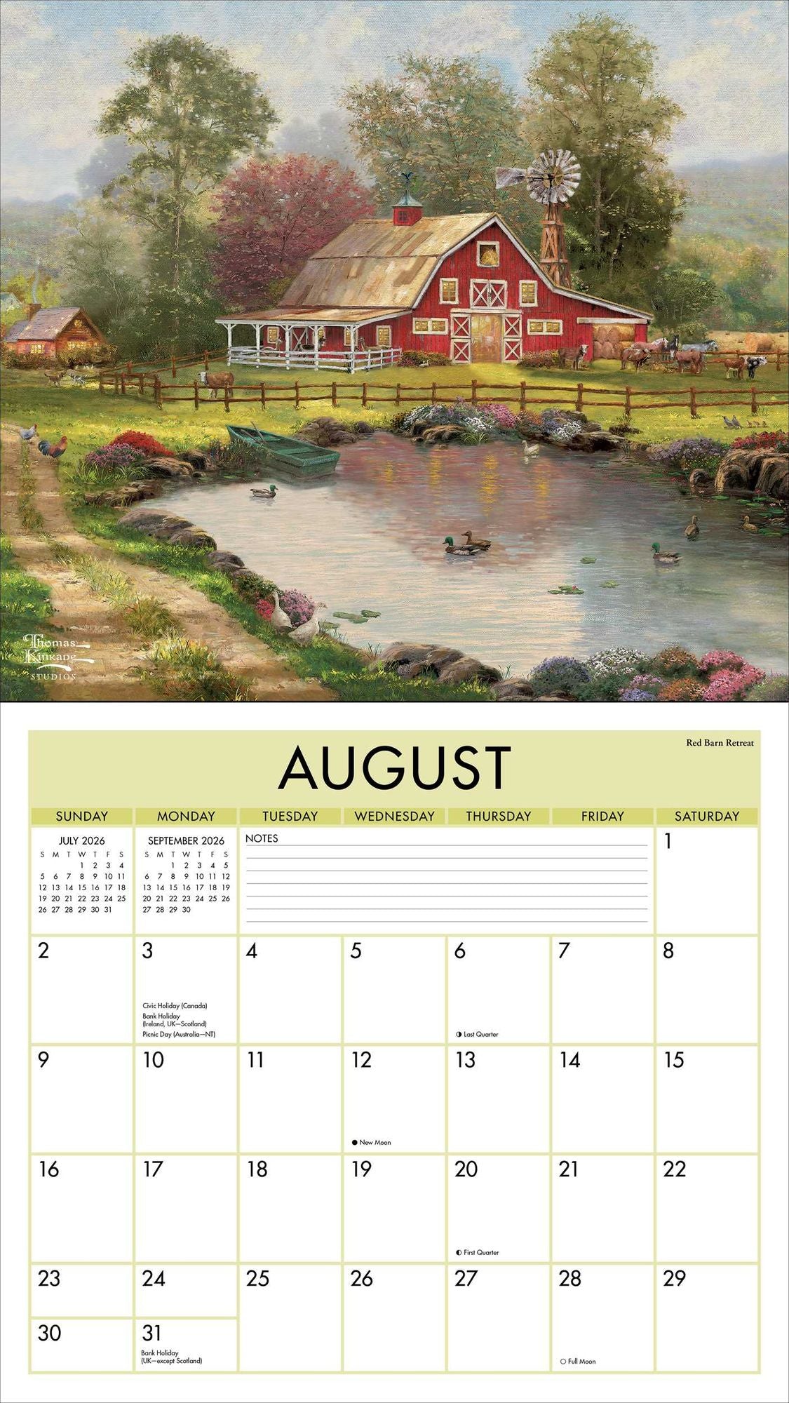 2026 Thomas Kinkade Studios Deluxe Wall Calendar