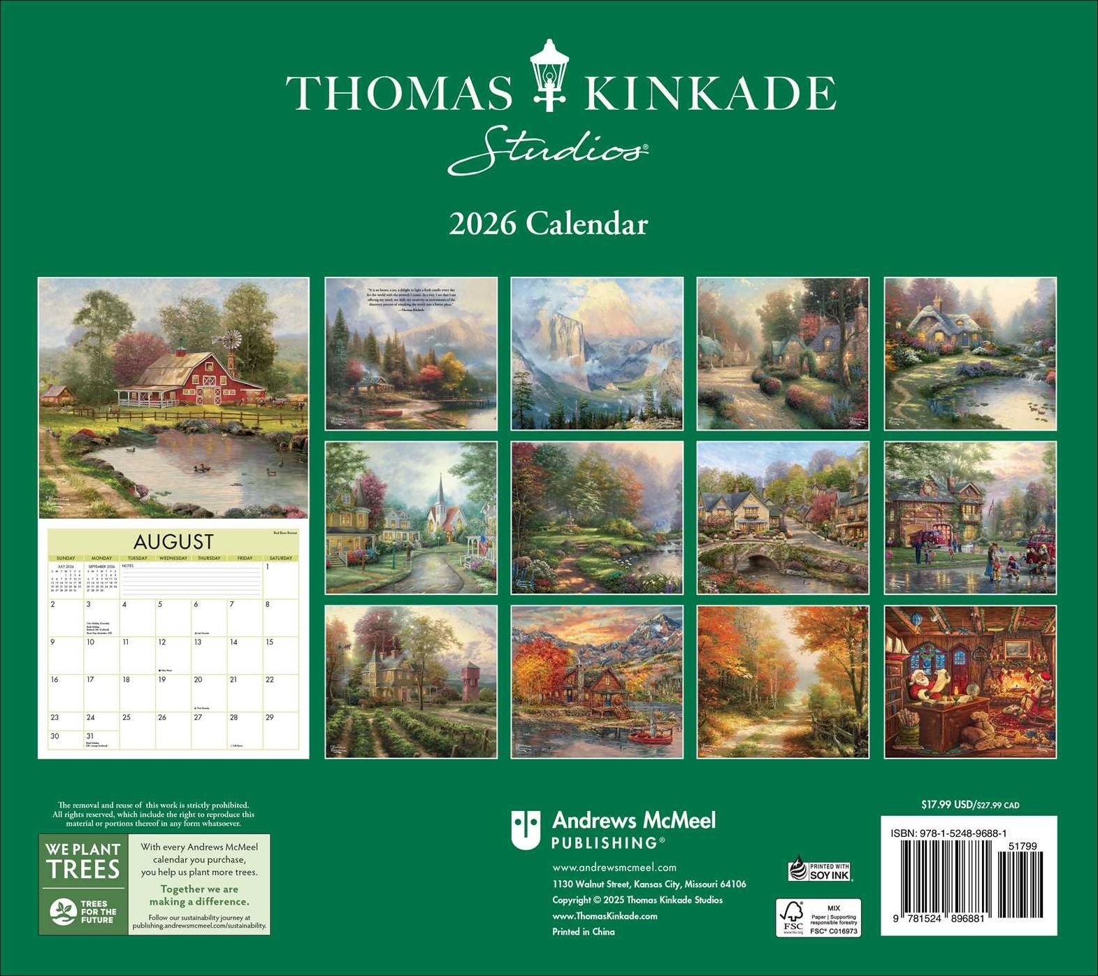 2026 Thomas Kinkade Studios Deluxe Wall Calendar