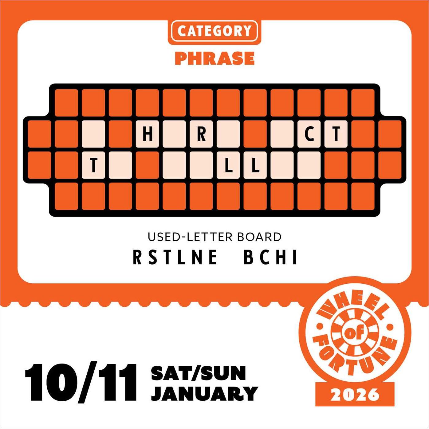 2026 Wheel of Fortune Day-to-Day Calendar