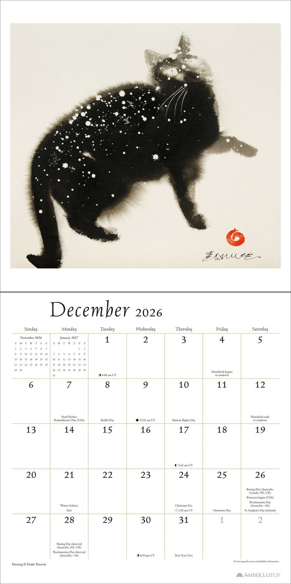 2026 Artful Cat Wall Calendar
