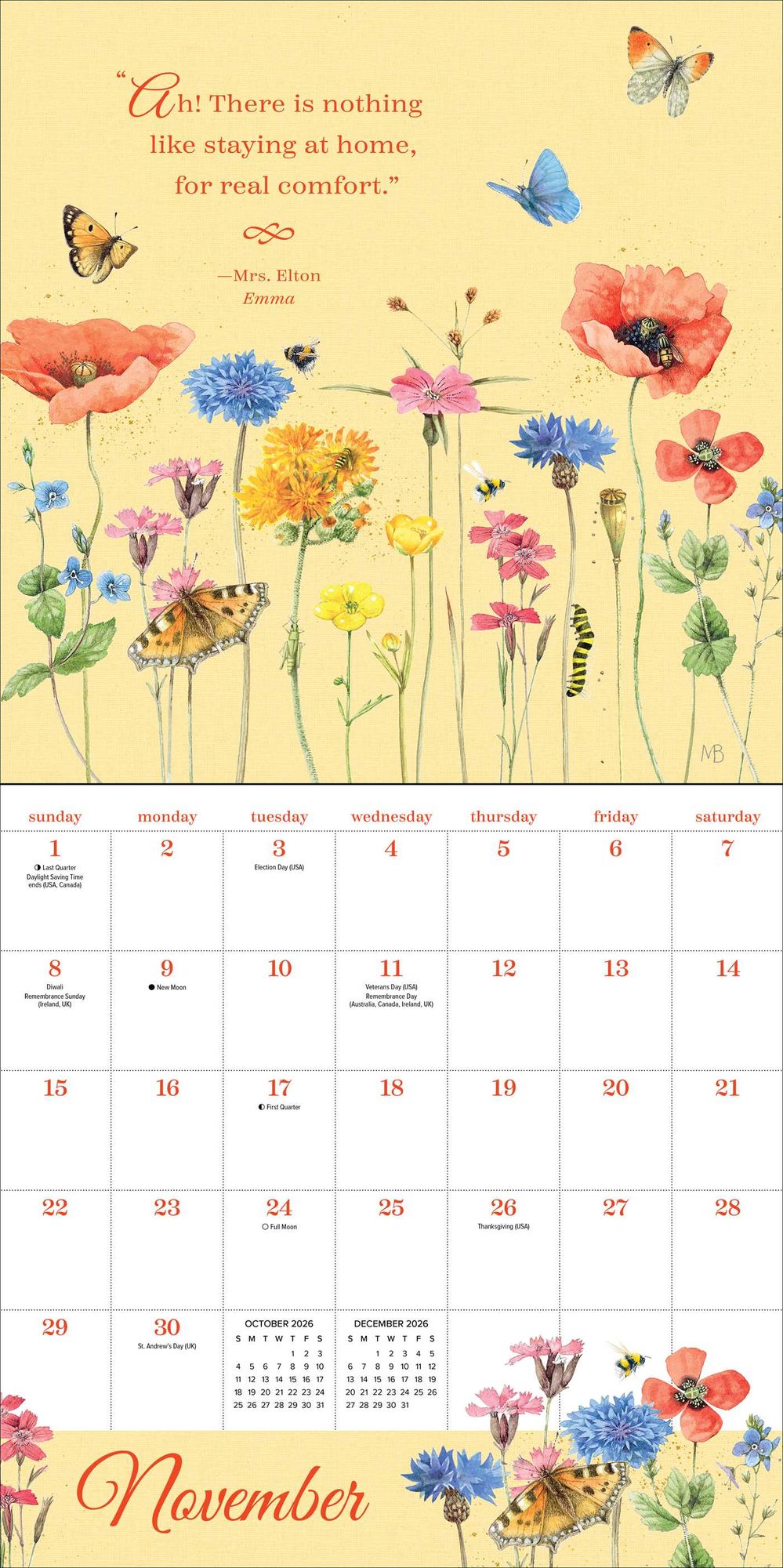 2026 Quotable Jane Austen Wall Calendar