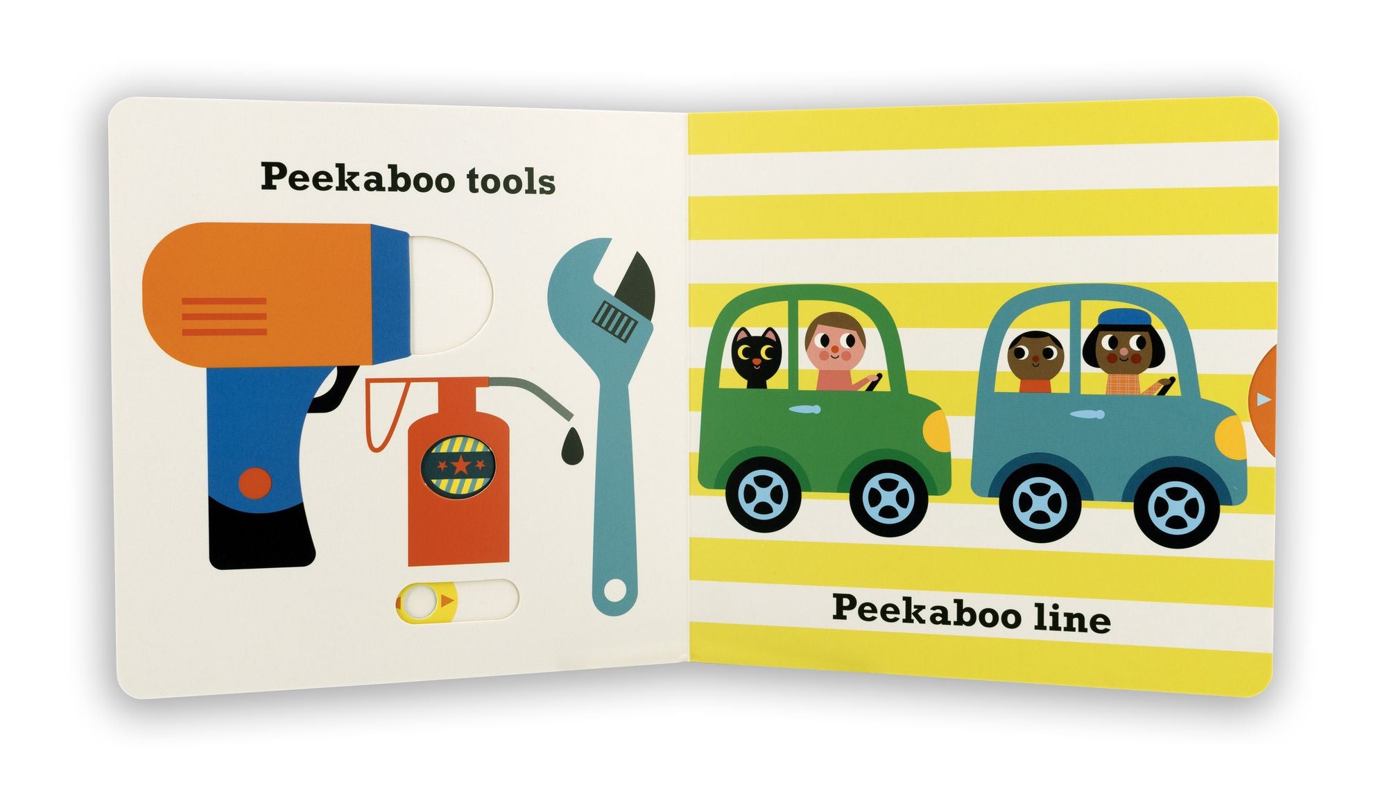 Peekaboo: Car: (An Interactive Board Book for Babies & Toddlers with Mirror & Sliders to Push, Pull, or Turn. Cute Artwork Includes a Truck, Bus, Tools, & More.)