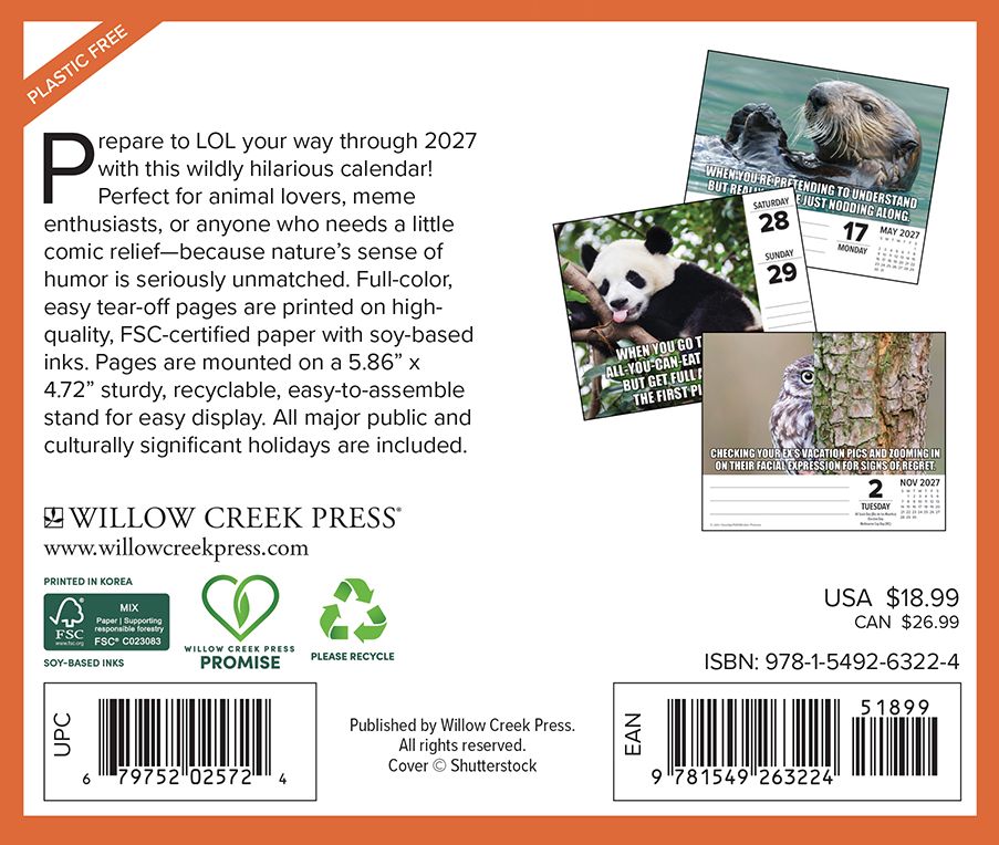 2027 Animal Antics Daily Desktop Box Calendar