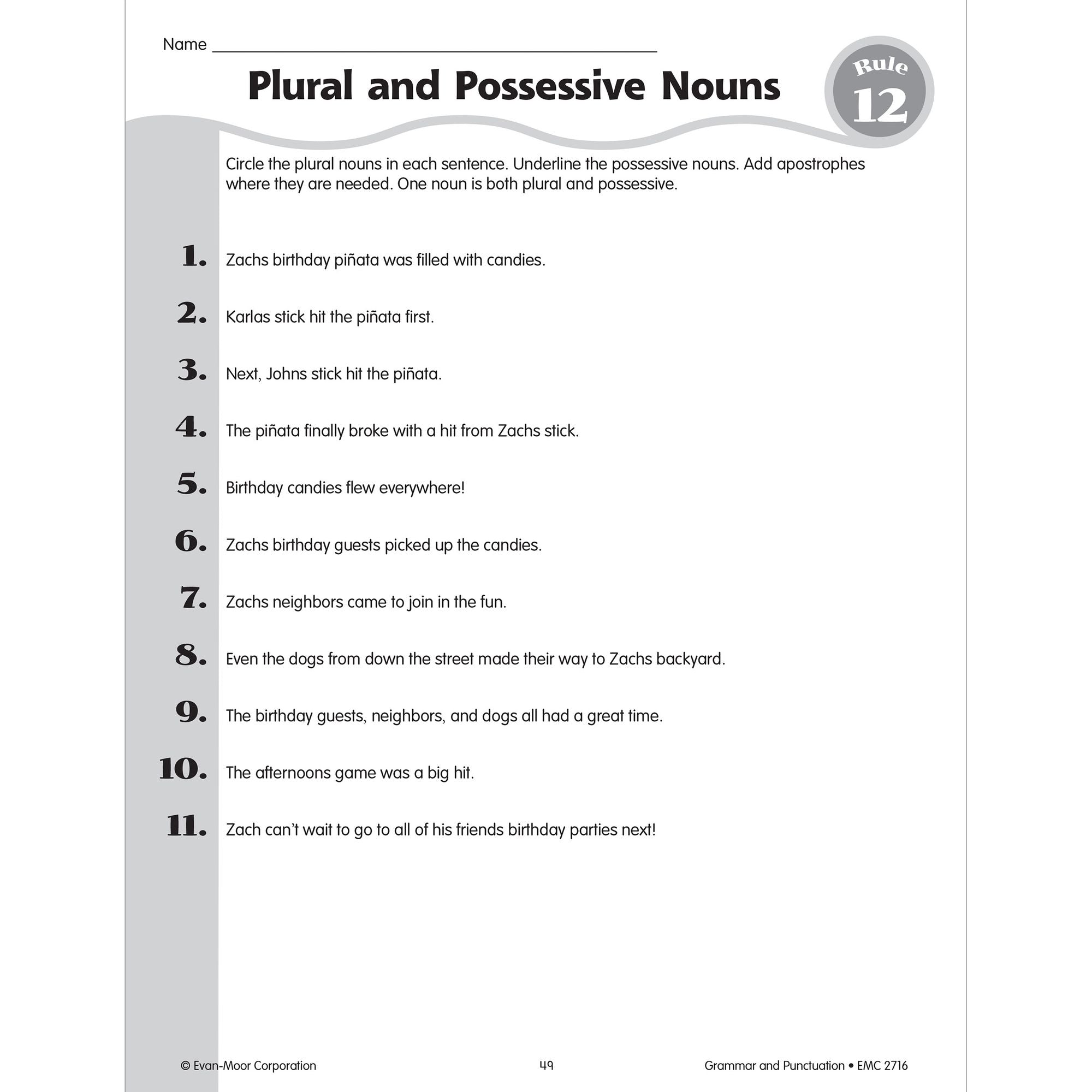 Grammar and Punctuation, Grade 6