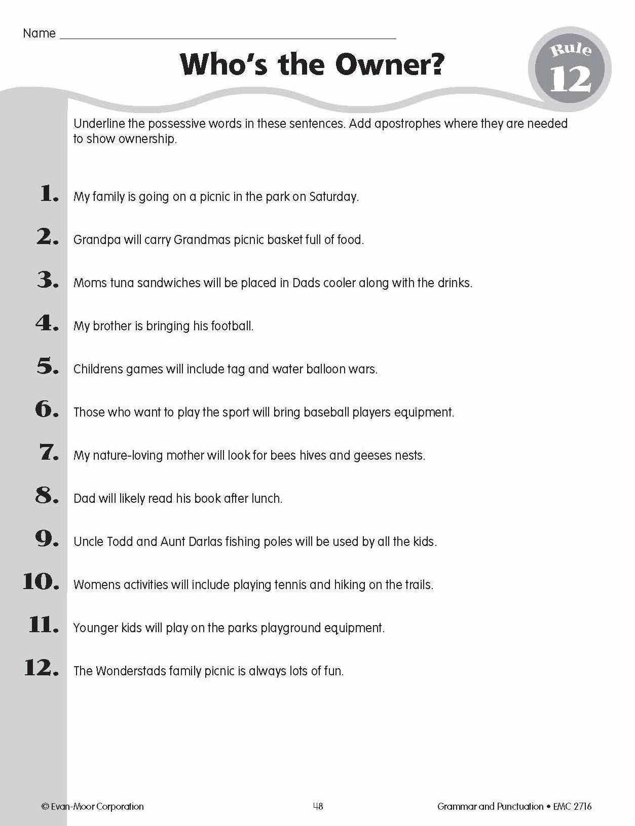 Grammar and Punctuation, Grade 6