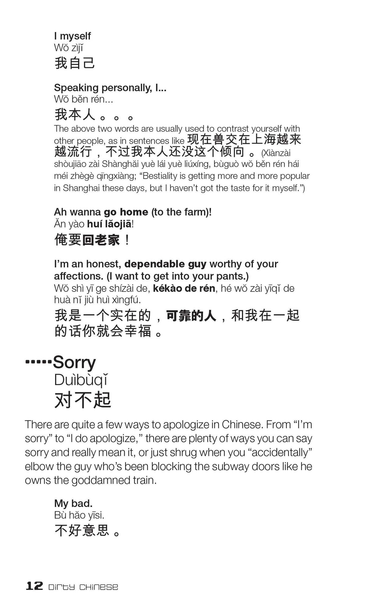 Dirty Chinese: Everyday Slang from "What's Up?" to "F*%# Off!"