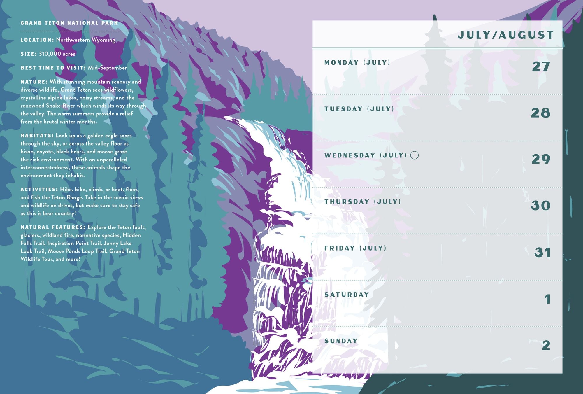 National Parks 2027 Weekly Planner: July 2026 - December 2027