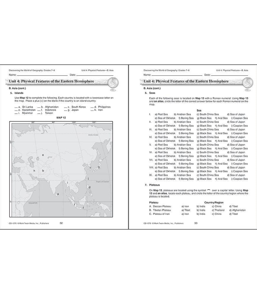 Discovering the World of Geography: Includes Selected National Geography Standards (Grades 7-8)