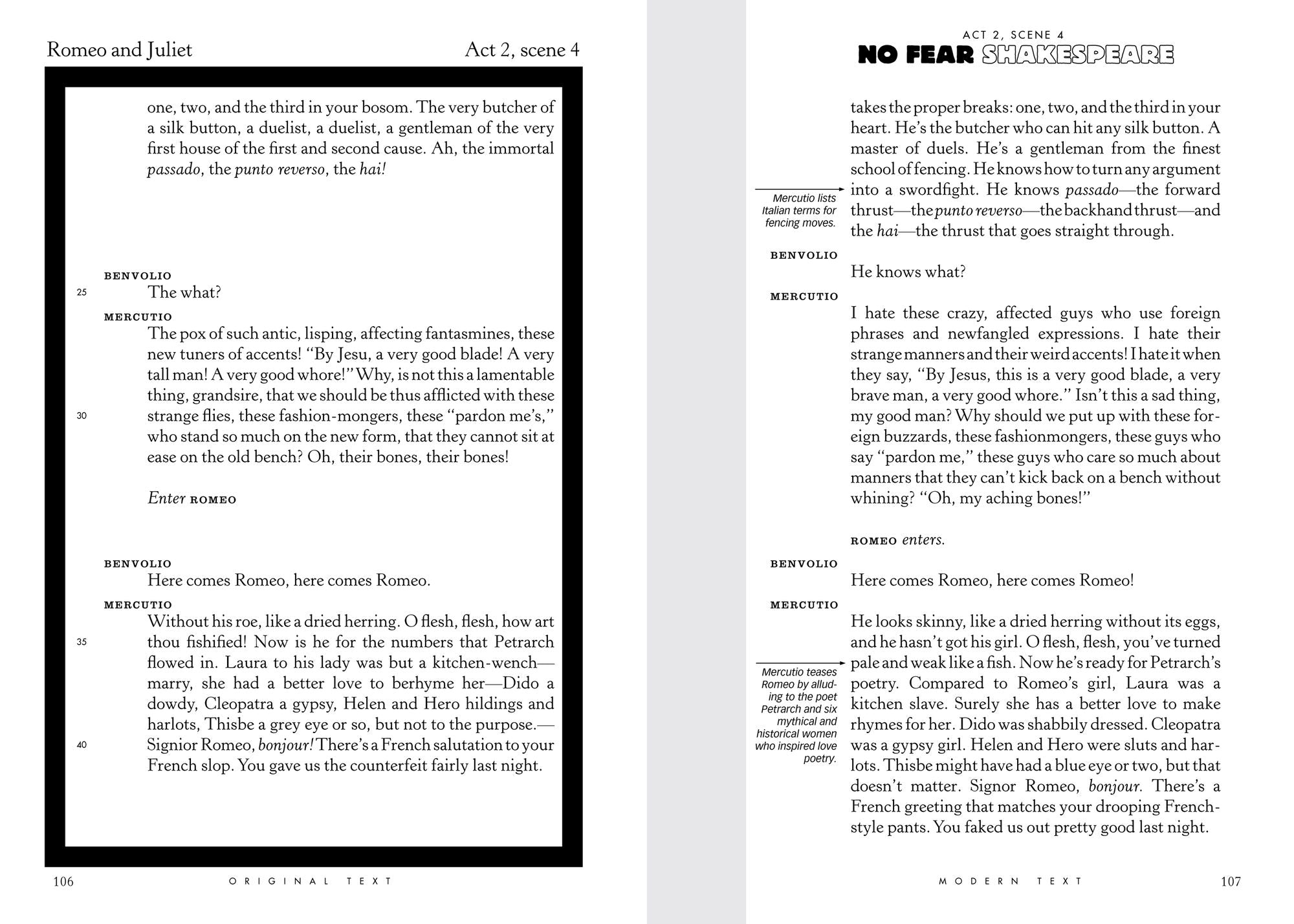Romeo and Juliet: No Fear Shakespeare Side-by-Side Plain English