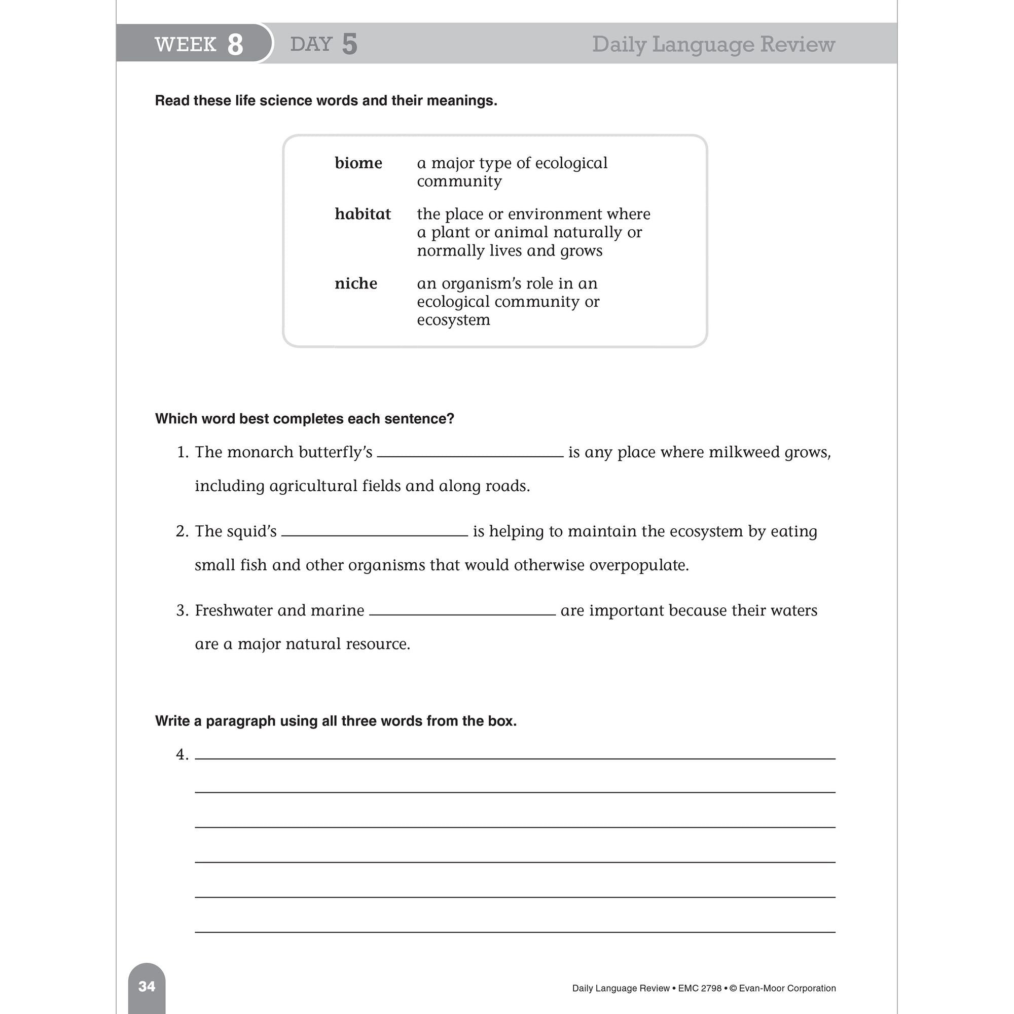 Daily Language Review, Grade 8 Te