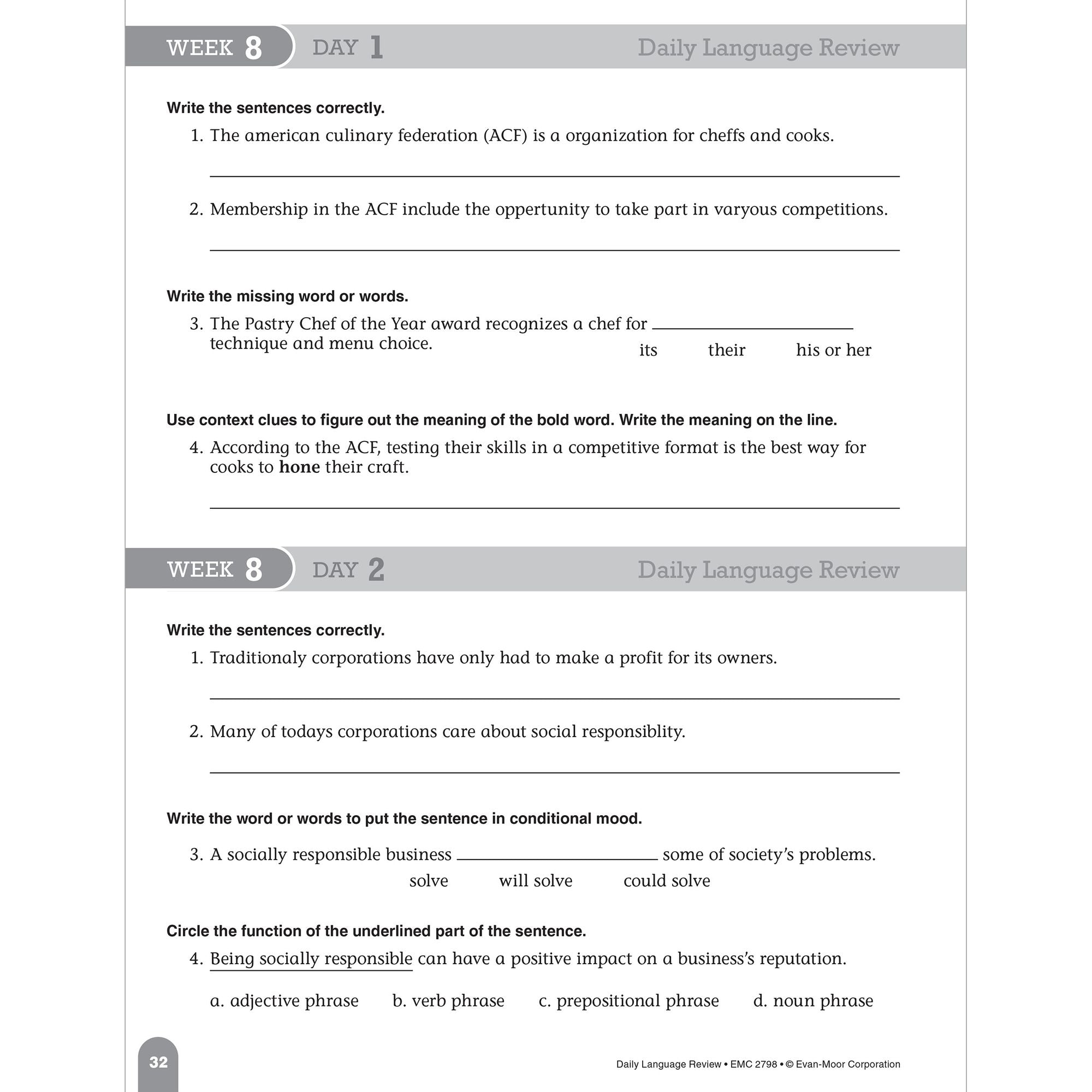 Daily Language Review, Grade 8 Te