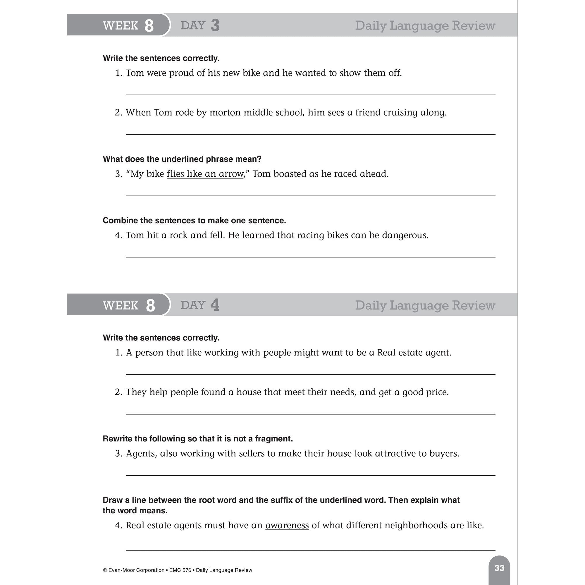 Daily Language Review, Grade 6 Student Edition Workbook