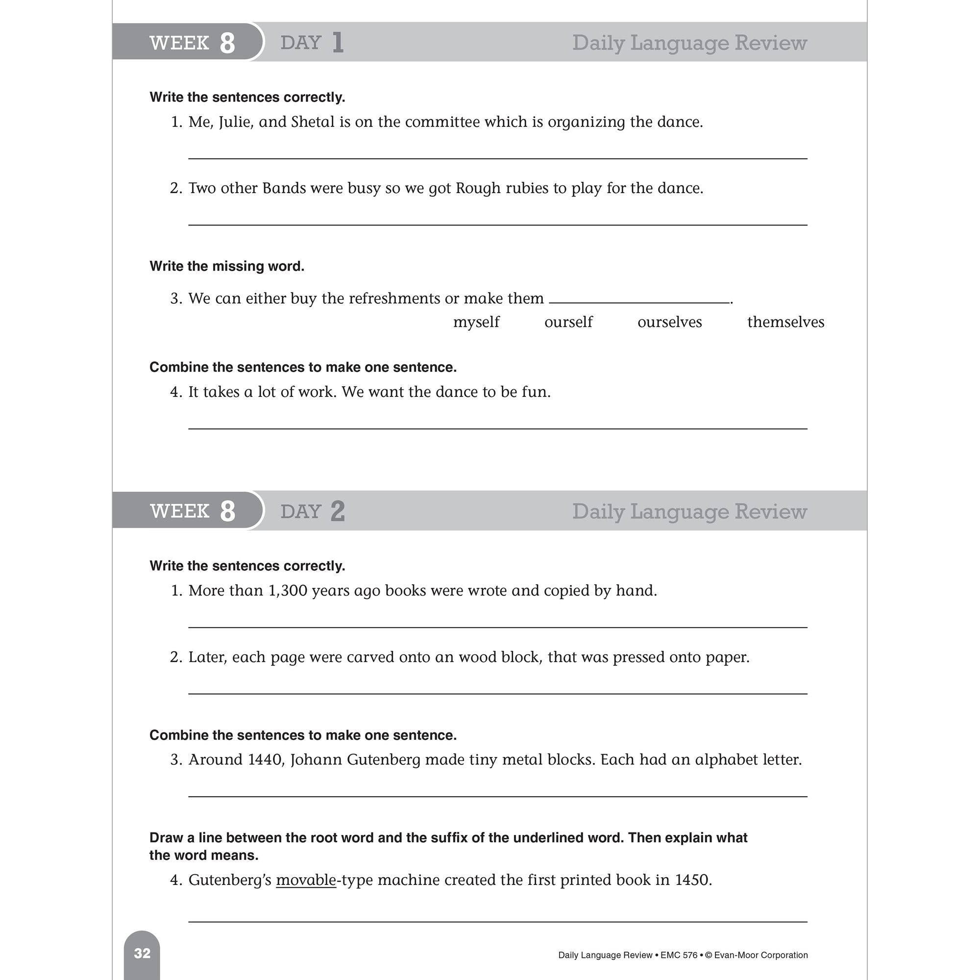 Daily Language Review, Grade 6 Student Edition Workbook