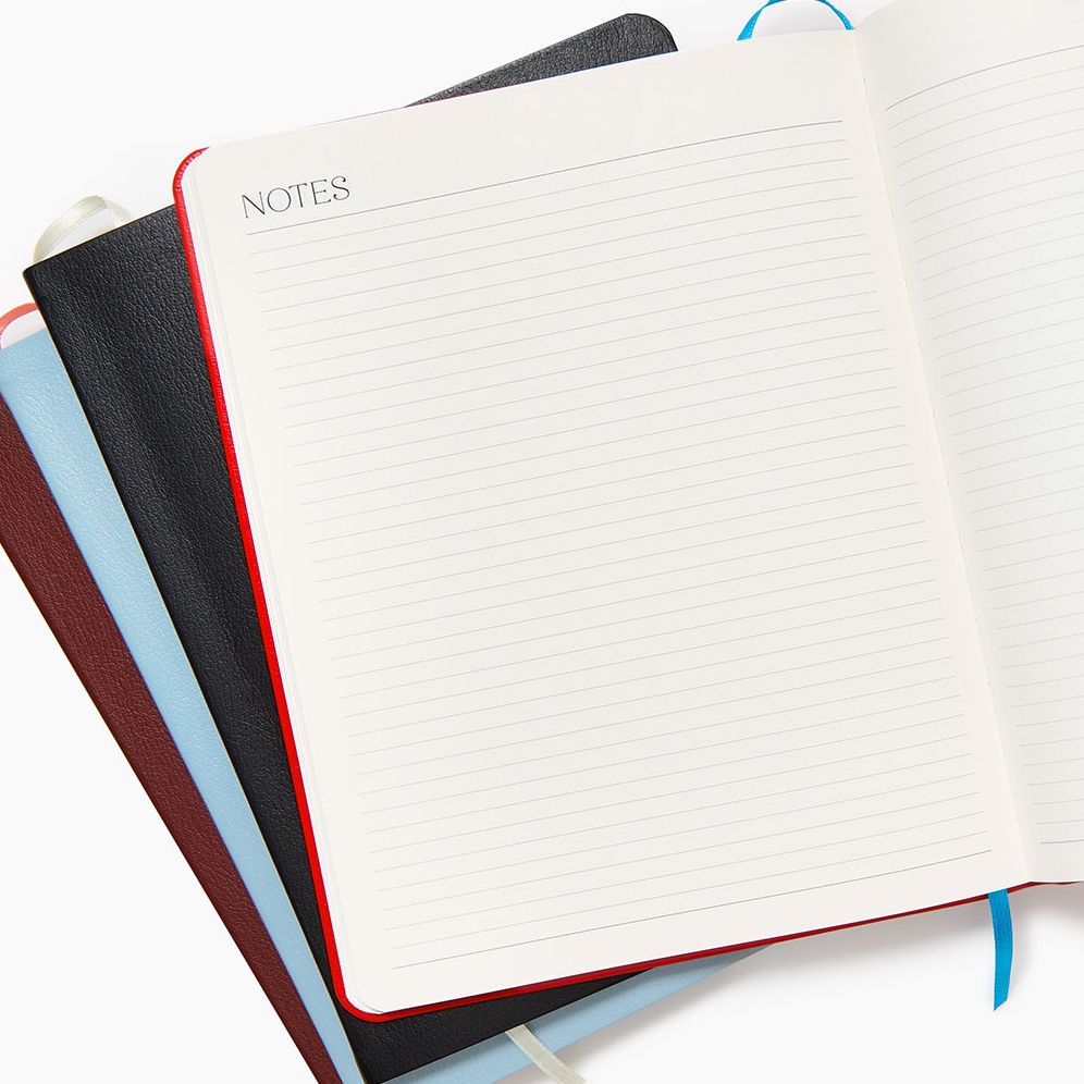 2025-2026 Paper Source Black Leather 18-Month Monthly Desk Planner