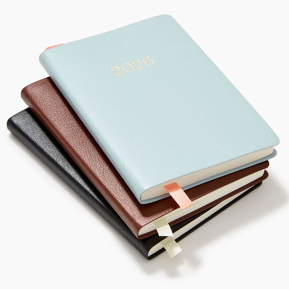 2025-2026 Paper Source Light Blue Leather 18-Month Weekly Pocket Planner