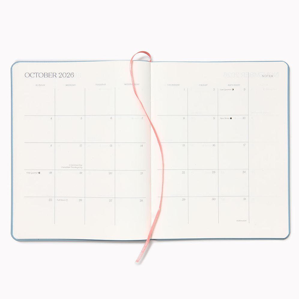 2025-2026 Paper Source Light Blue Leather 18-Month Monthly Desk Planner