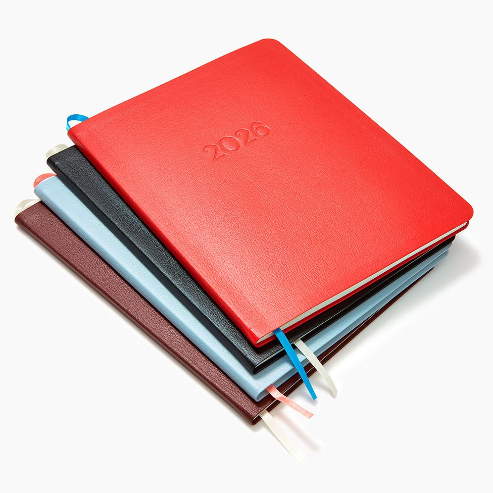2025-2026 Paper Source Light Blue Leather 18-Month Monthly Desk Planner