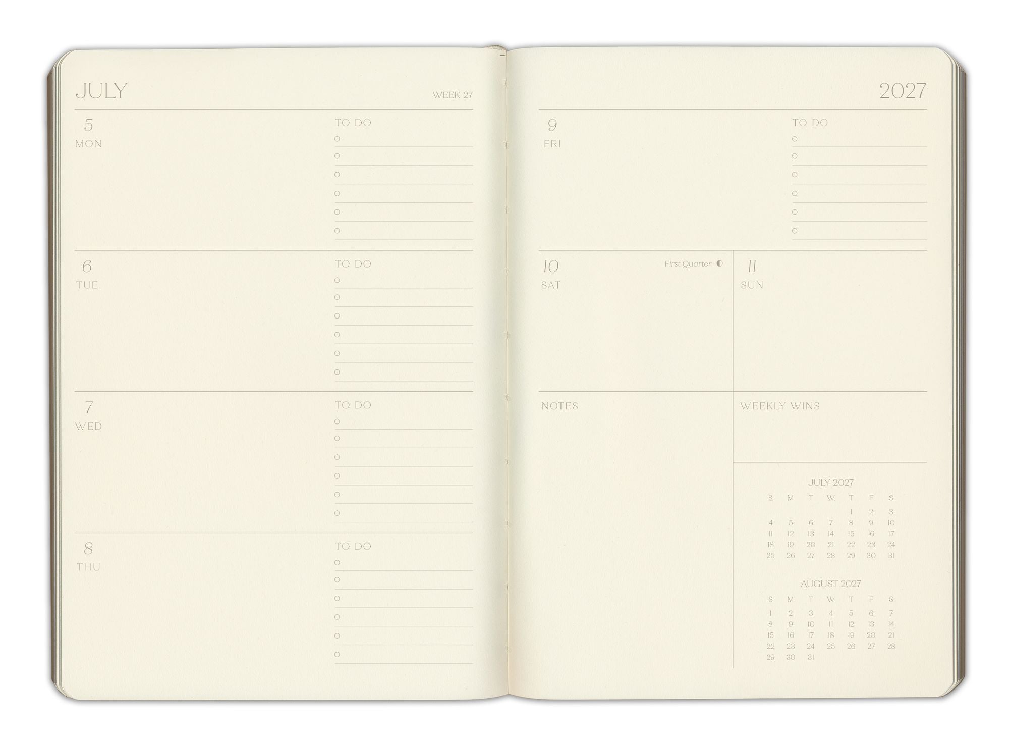 2026-2027 Paper Source Black Leather 18-Month Weekly Pocket Planner