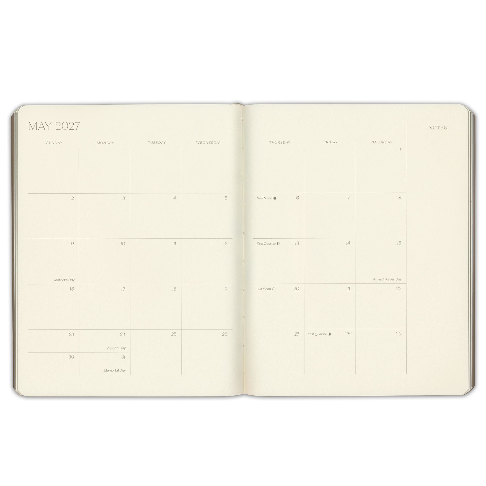 2026-2027 Paper Source Gray Lilac Leather 18-Month Monthly Desk Planner