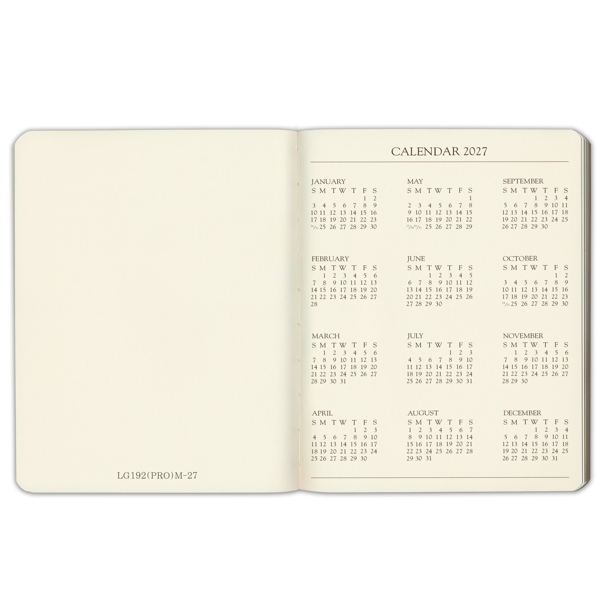 2027 Professional Navy Weekly Desk Planner