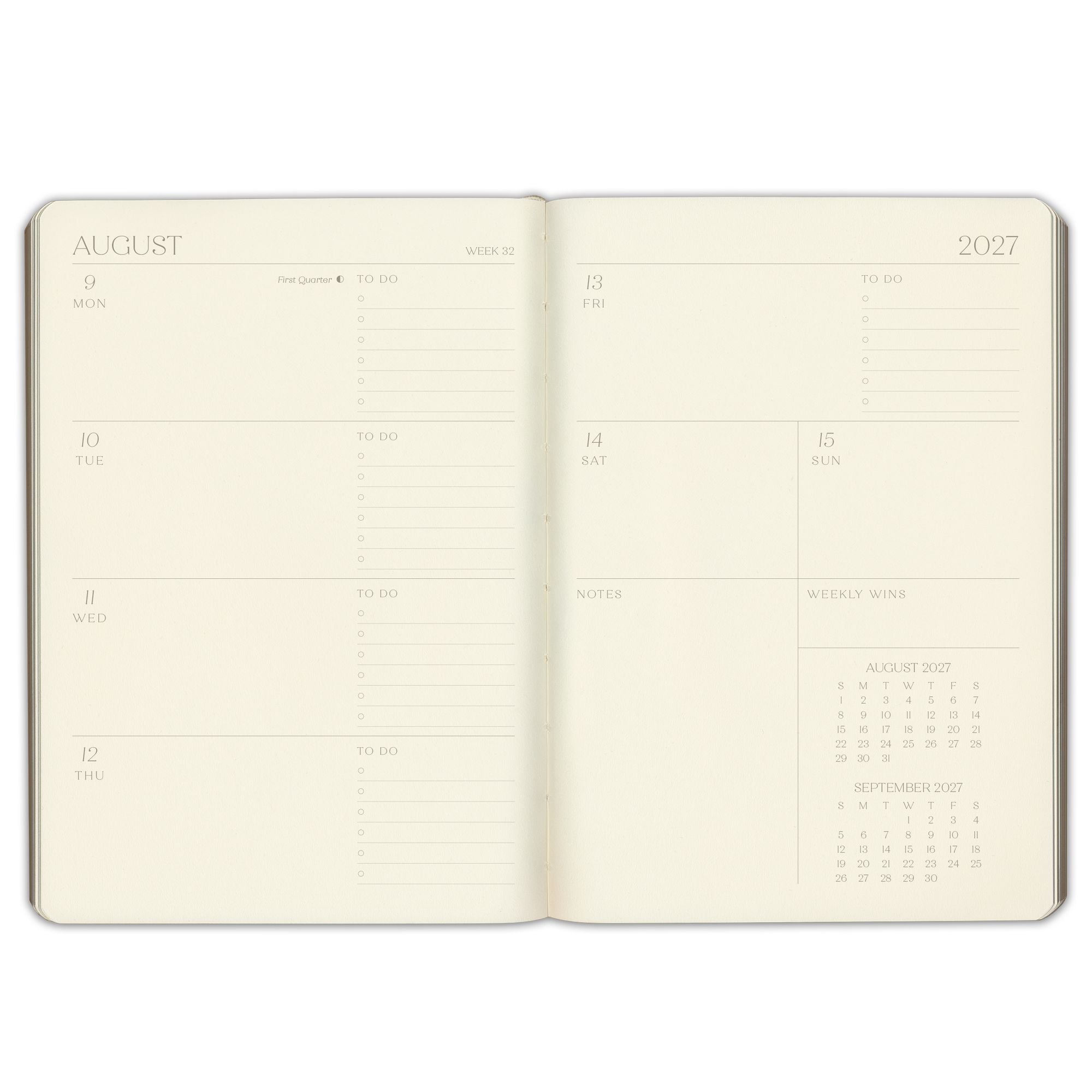 2027 Paper Source Sage Weekly Desk Planner