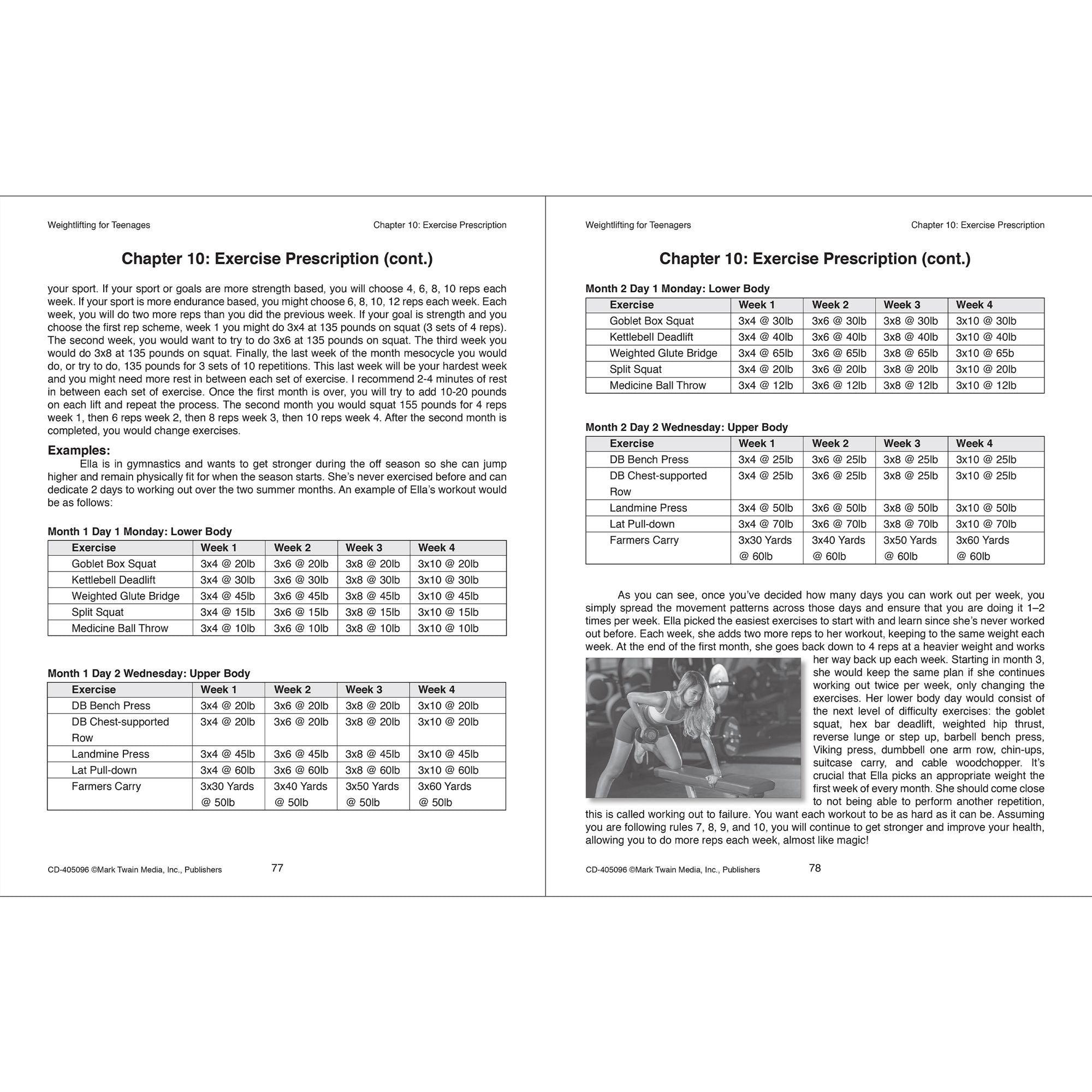 Weightlifting for Teenagers Workbook, Grades 6 - 12