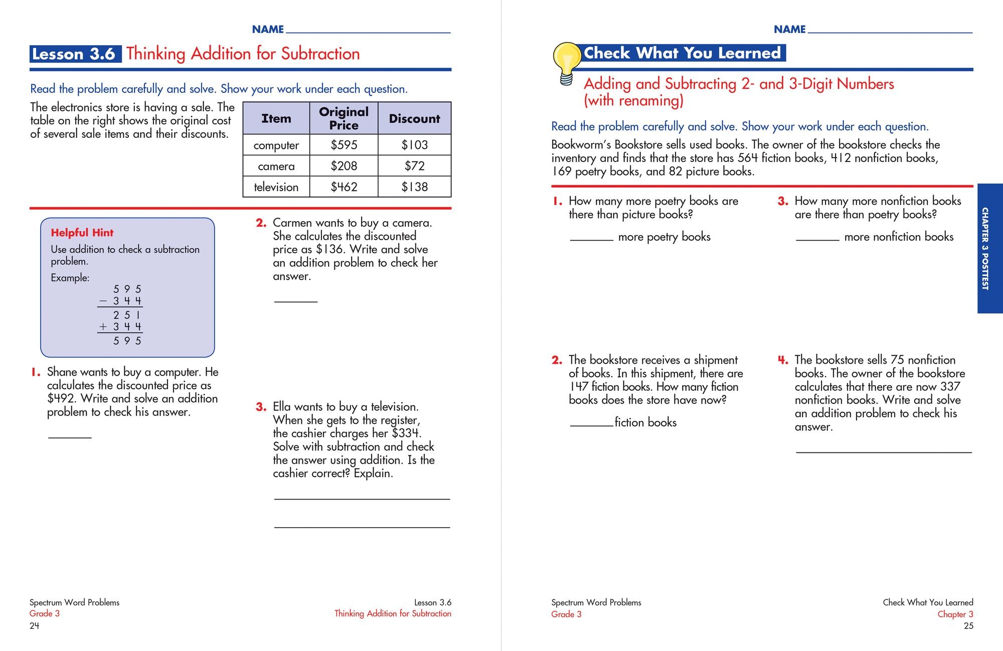 Word Problems, Grade 3