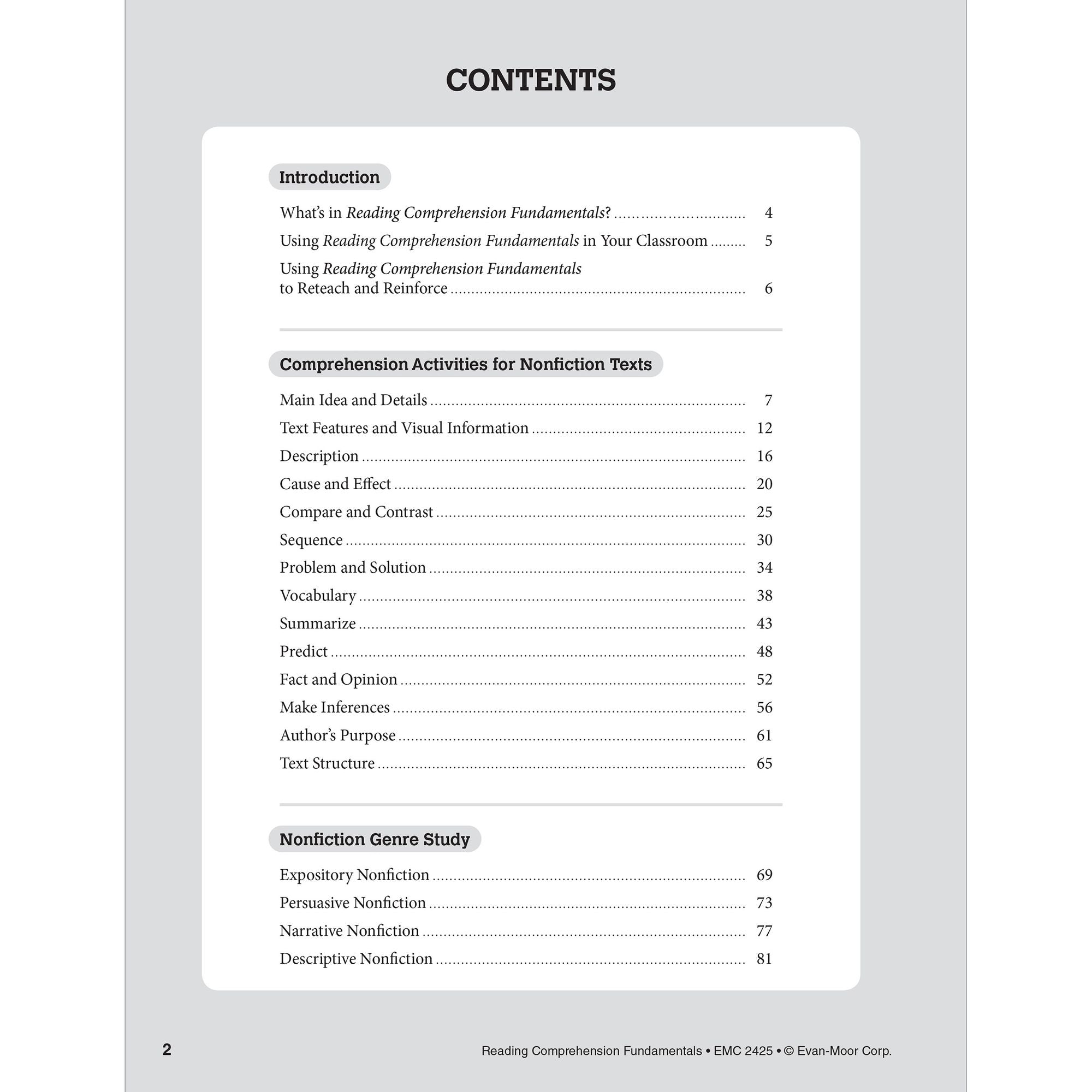Reading Comprehension Fundamentals, Grade 5 Teacher Resource