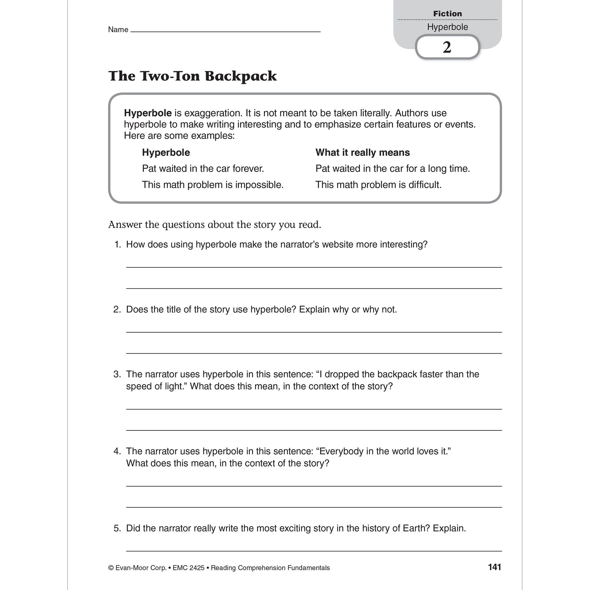 Reading Comprehension Fundamentals, Grade 5 Teacher Resource