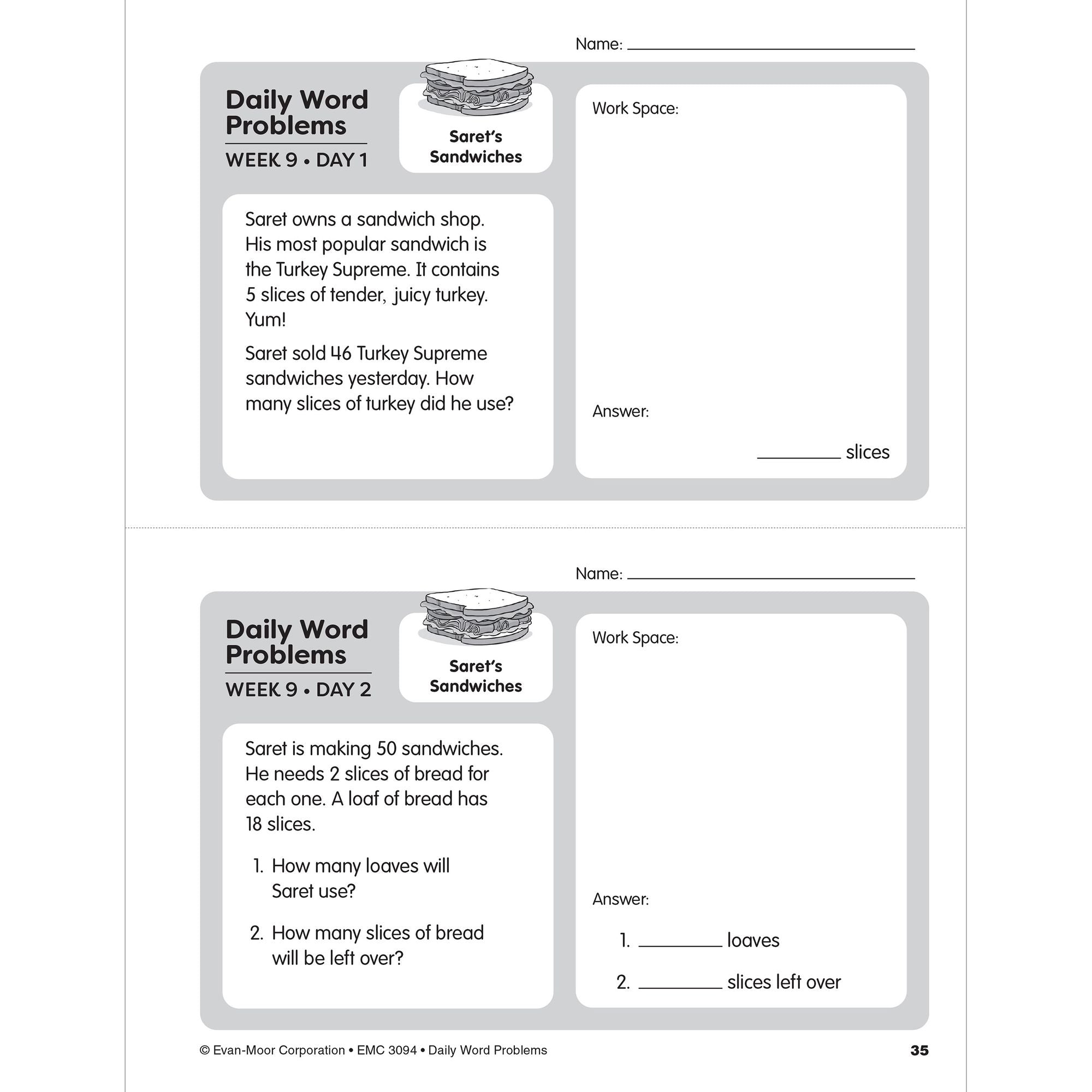 Daily Word Problems Math, Grade 4 Teacher Edition