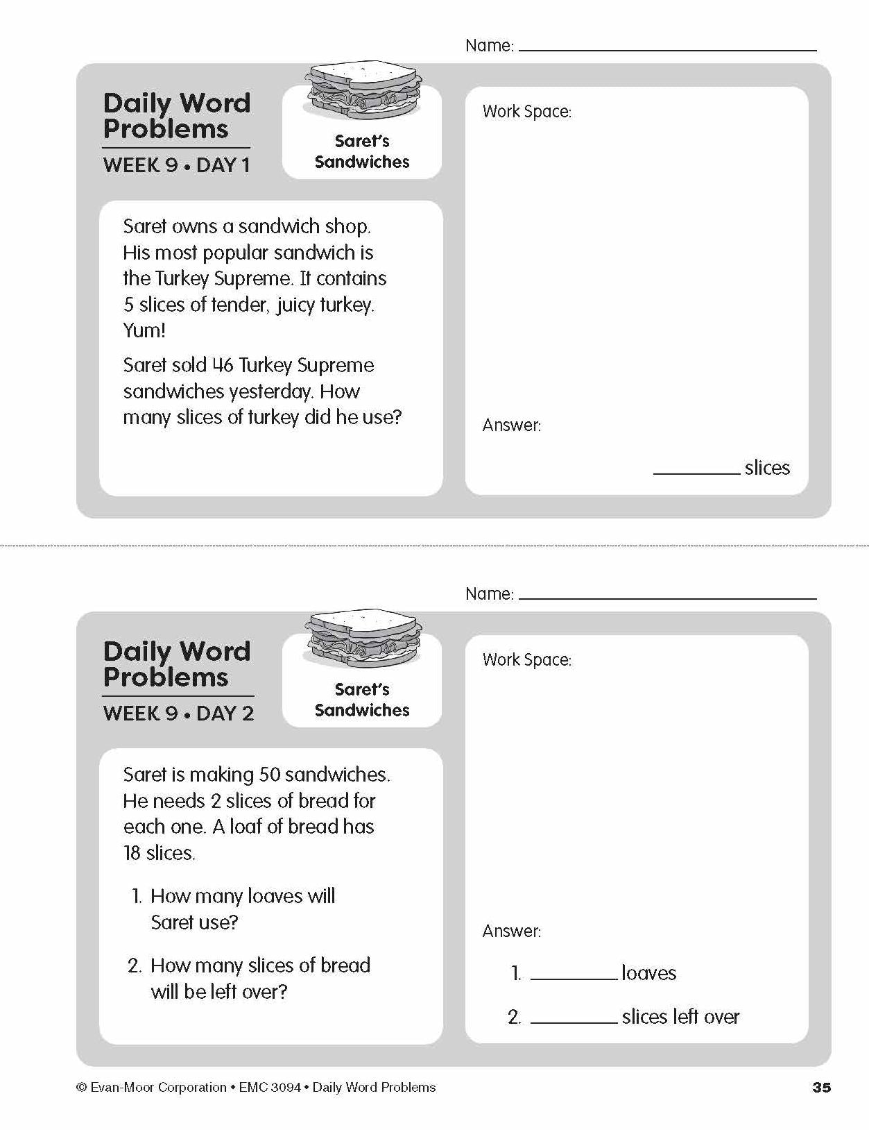 Daily Word Problems Math, Grade 4 Teacher Edition