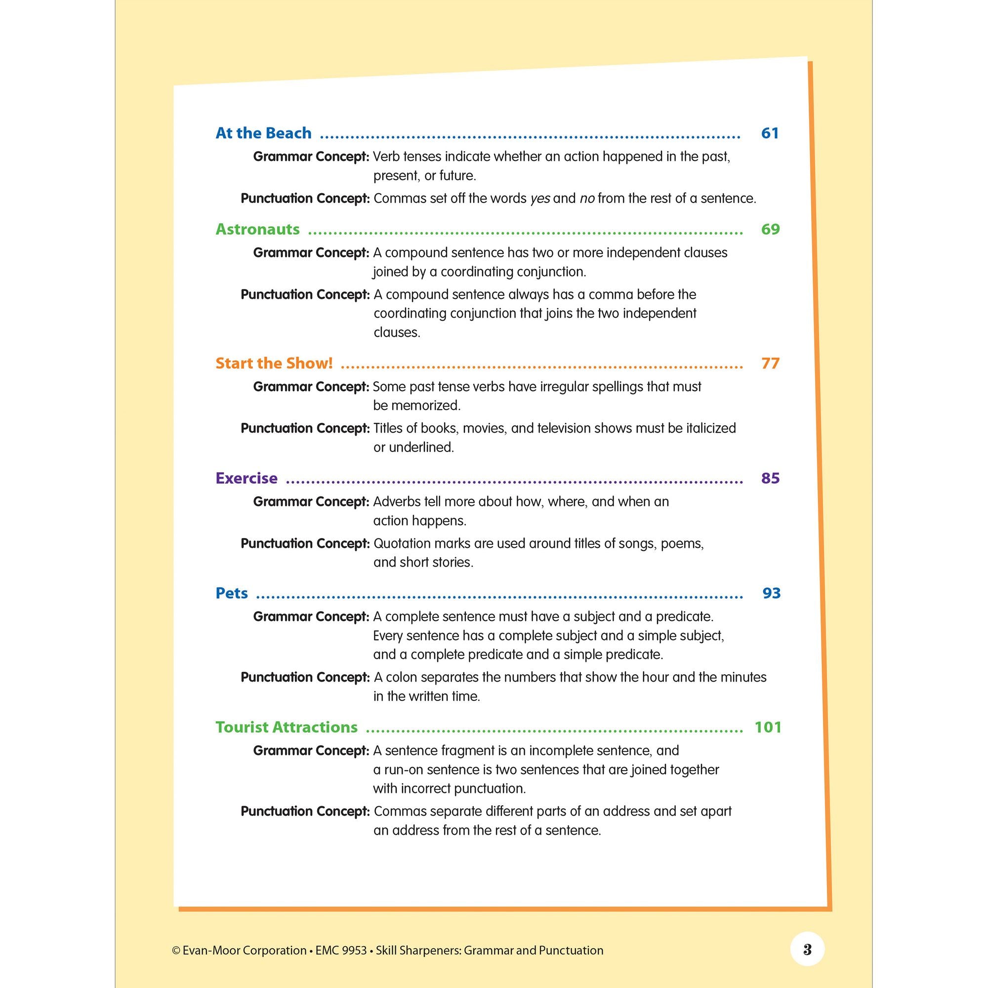 Skill Sharpeners: Grammar And Punctuation, Grade 3