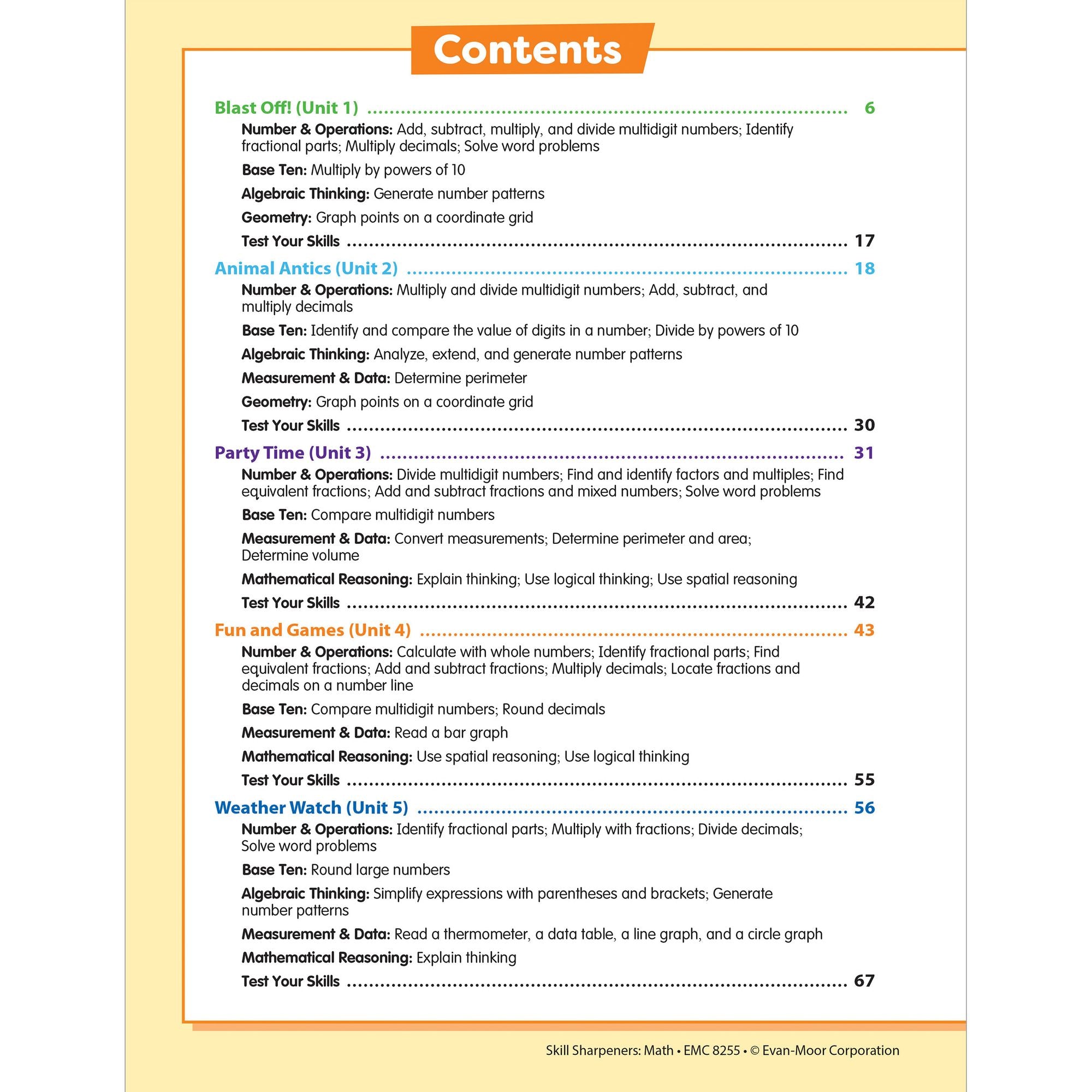 Skill Sharpeners: Math, Grade 5 Workbook