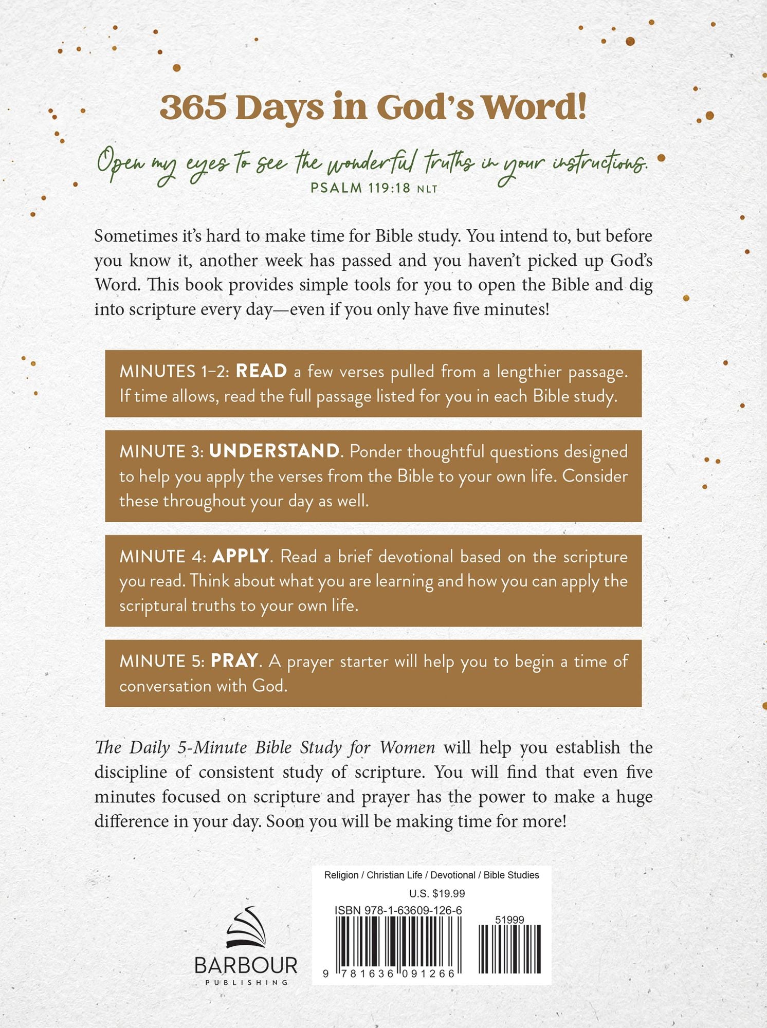 The Daily 5-Minute Bible Study for Women: 365 Focused, Encouraging Readings