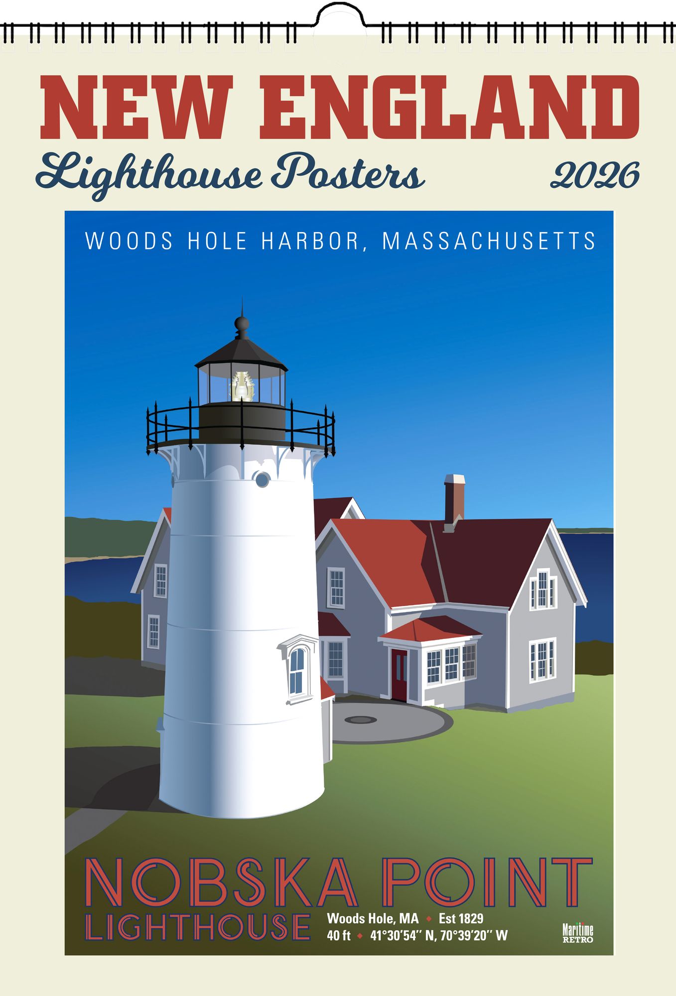 2026 New England Lighthouse Posters Large Wall, 13.4" x 19"