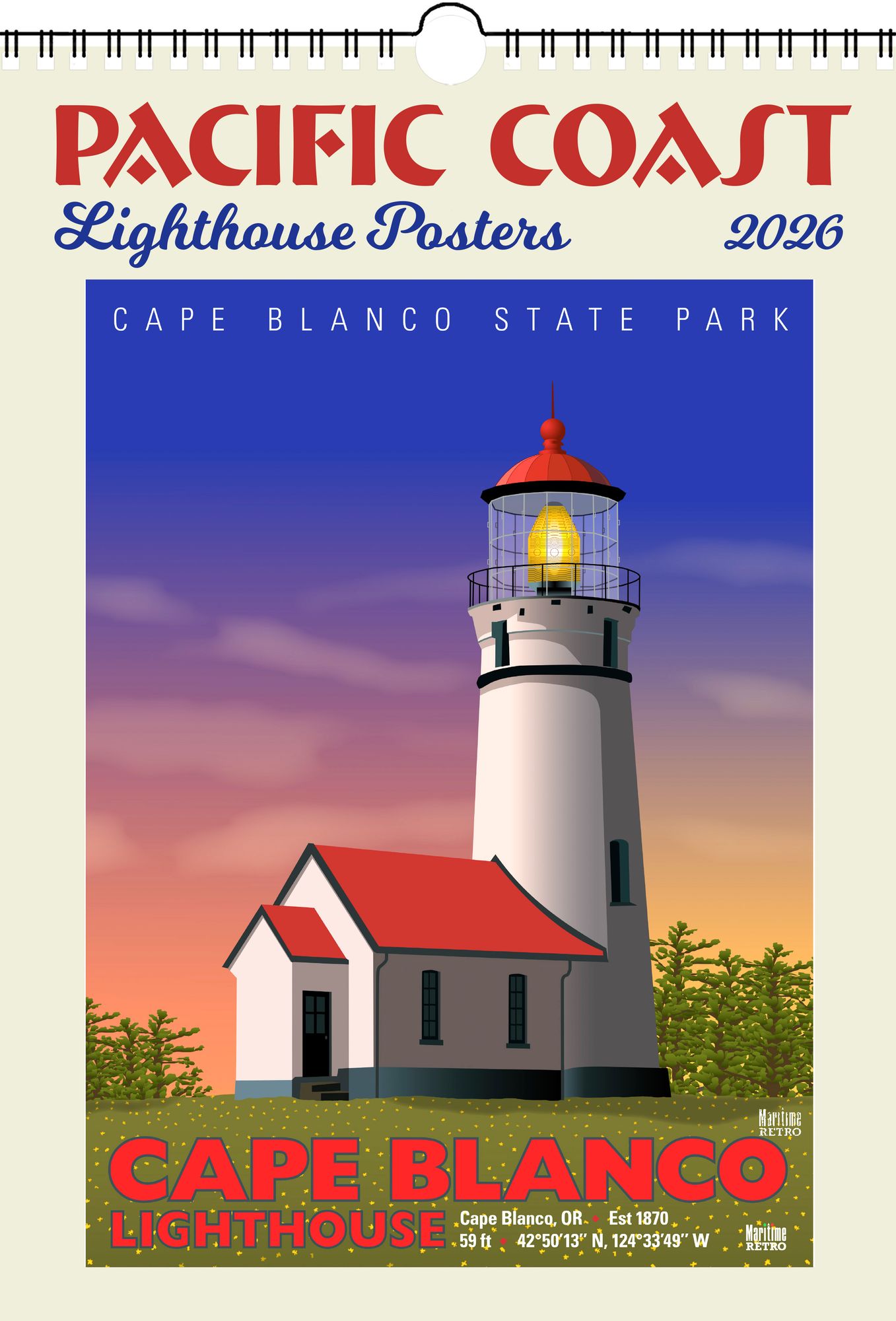 2026 Pacific Coast Lighthouse Posters Large Wall, 13.4" x 19"