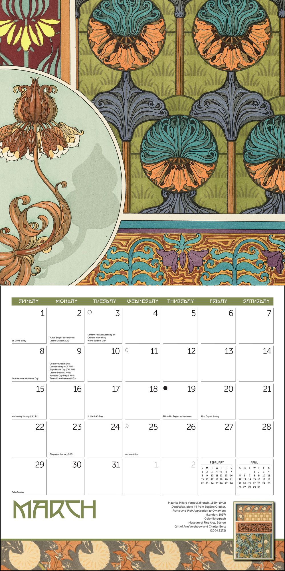 2026 MFA Boston The Art of Ornament Wall Calendar