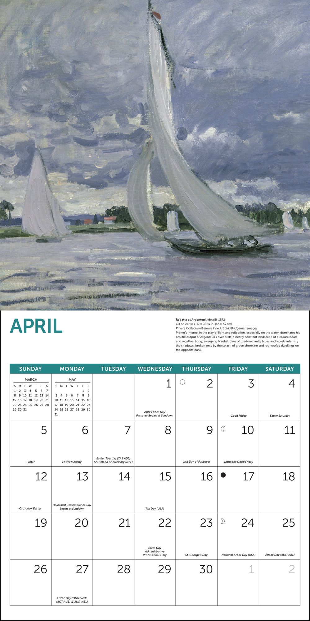 2026 Monet at Sea Wall Calendar