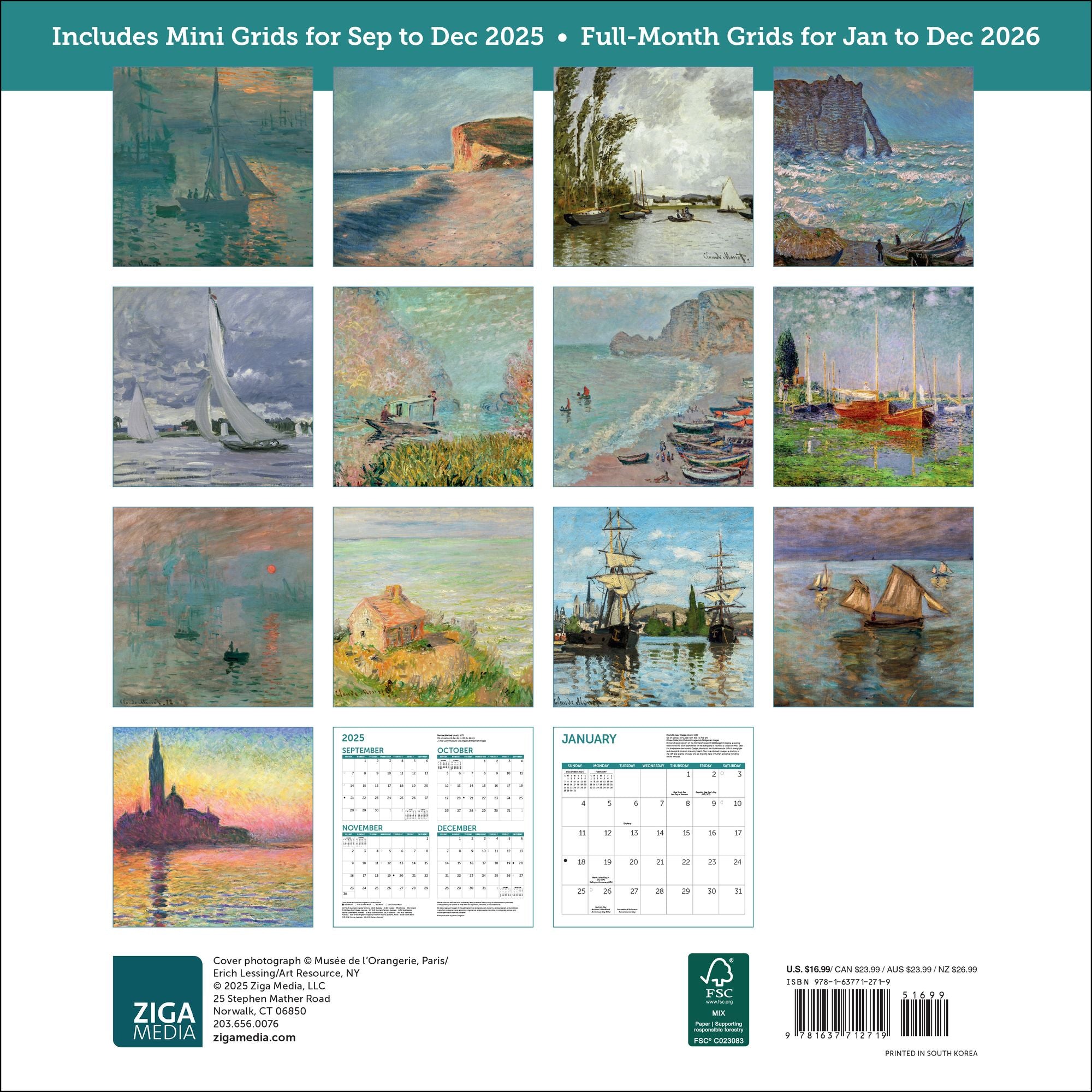 2026 Monet at Sea Wall Calendar