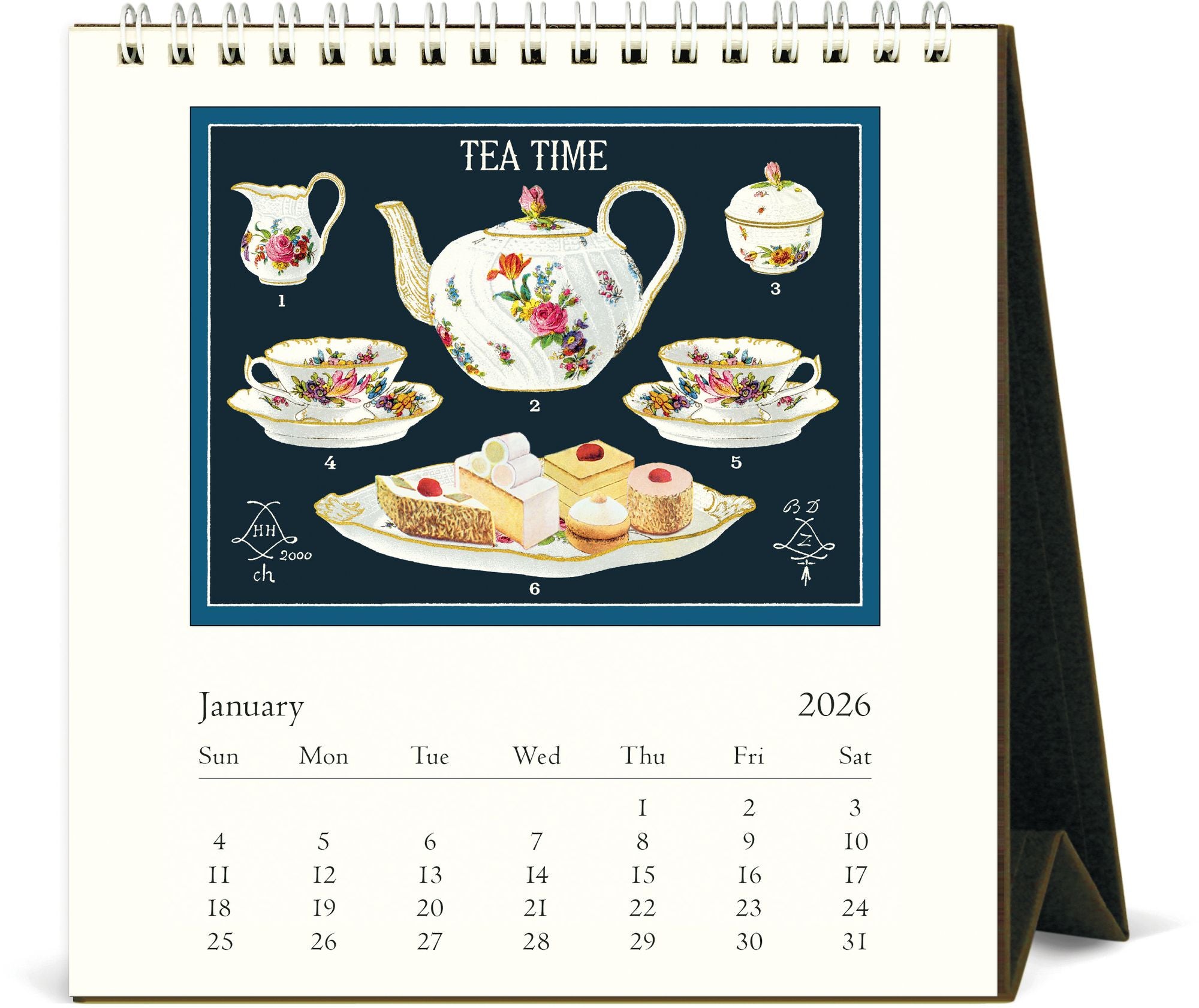 2026 Cavallini Tea Time Desk Calendar