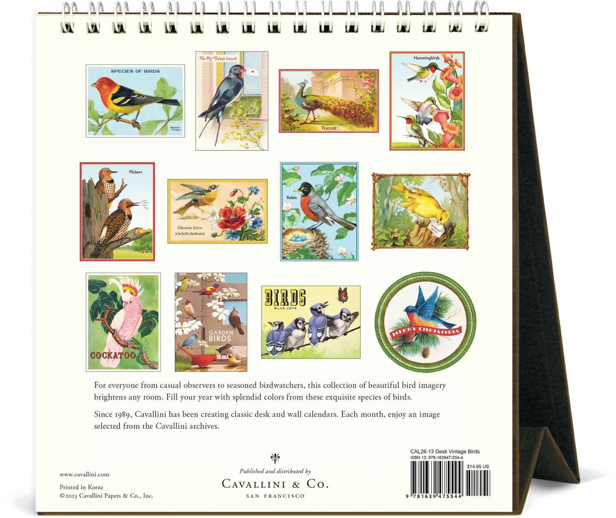 2026 Cavallini Birds Desk Calendar