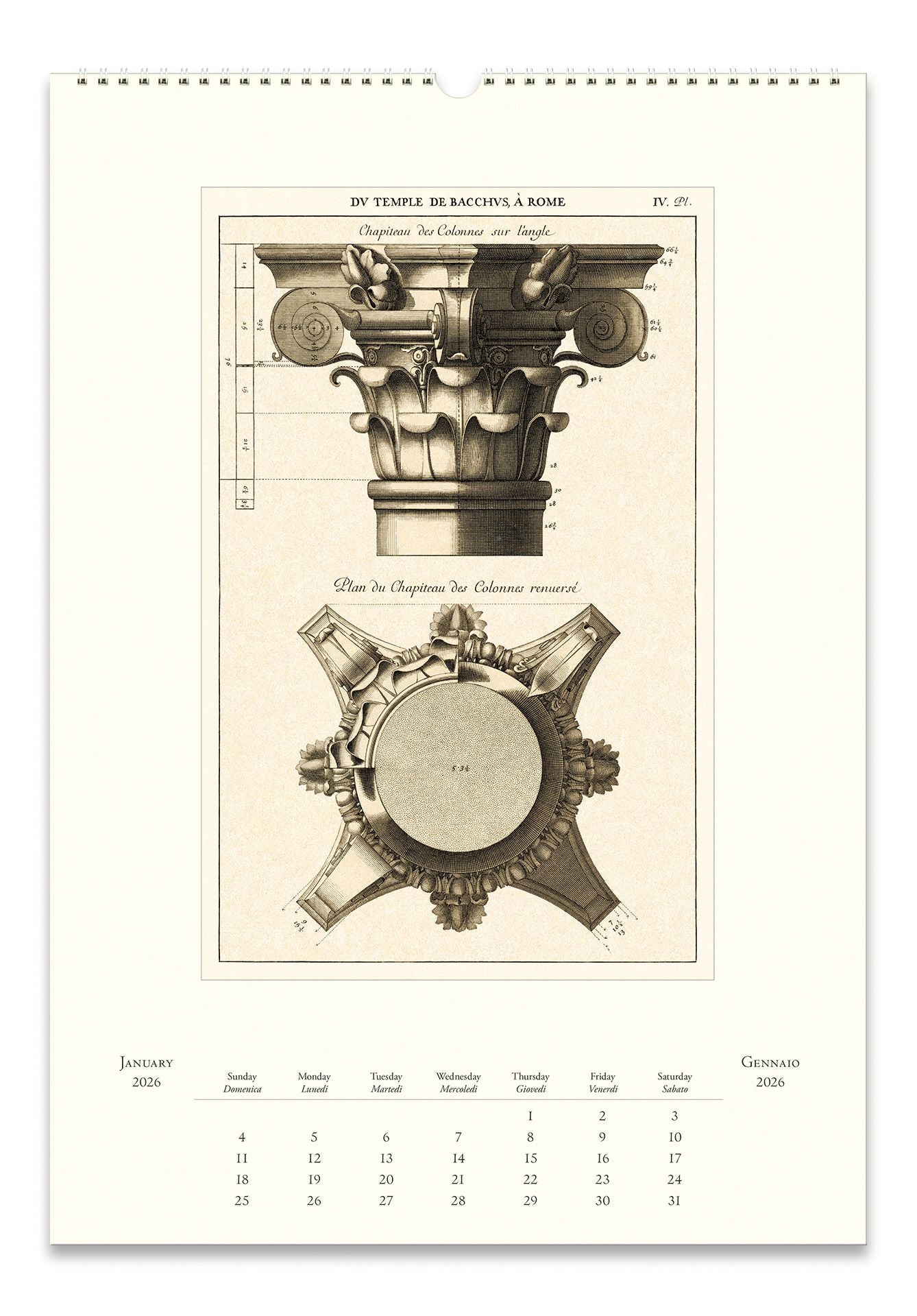 2026 Cavallini Architecttura Wall Calendar