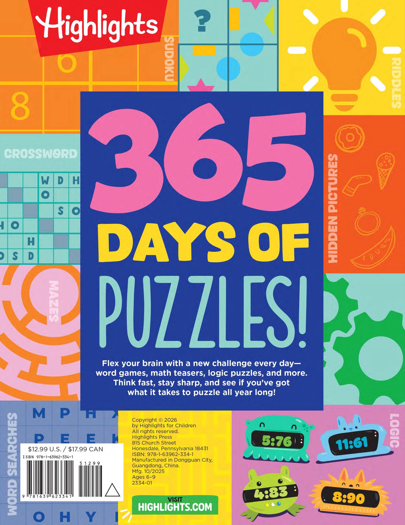 Puzzle-a-Day Challenge: Bite-Size Puzzles All Year Long: Bite-Size Puzzles All Year Long, A 365 Day Kids Puzzle Book with a Variety of Puzzles Including Word Searches, Brain Teasers, Mazes and More for Kids 6-9