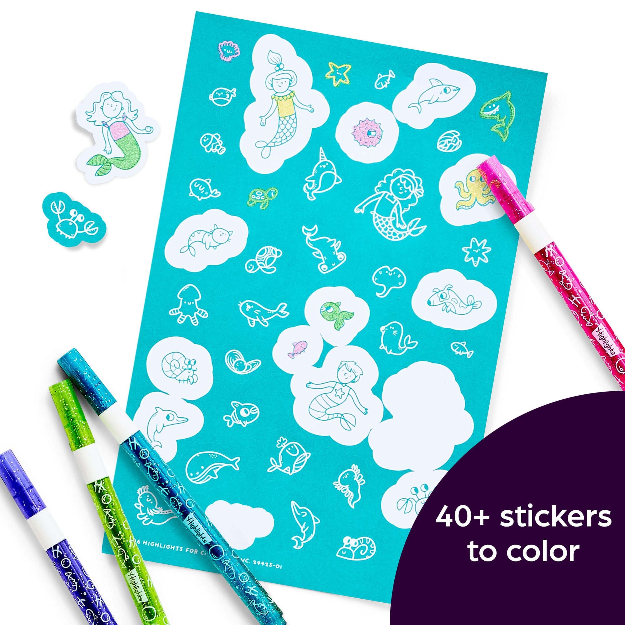 Magical Mermaids Hidden Pictures: Kids Mermaid Coloring Book with Markers Featuring Over 40 Ready-to-Color Stickers, Hidden Pictures Scenes with Undersea Adventures for Kids 6-9